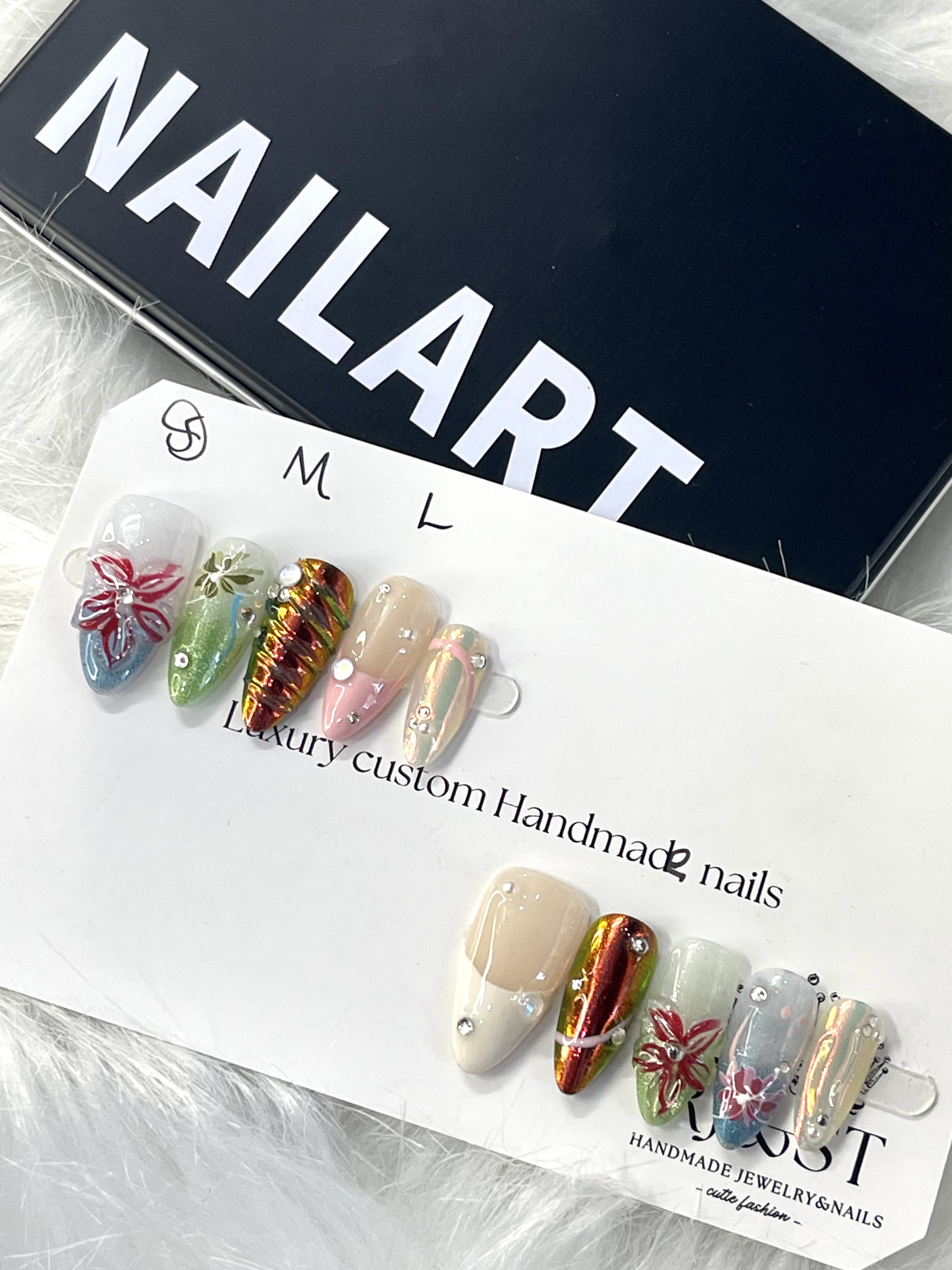 Garden Blaze | Holographic Floral Press-On Nails
