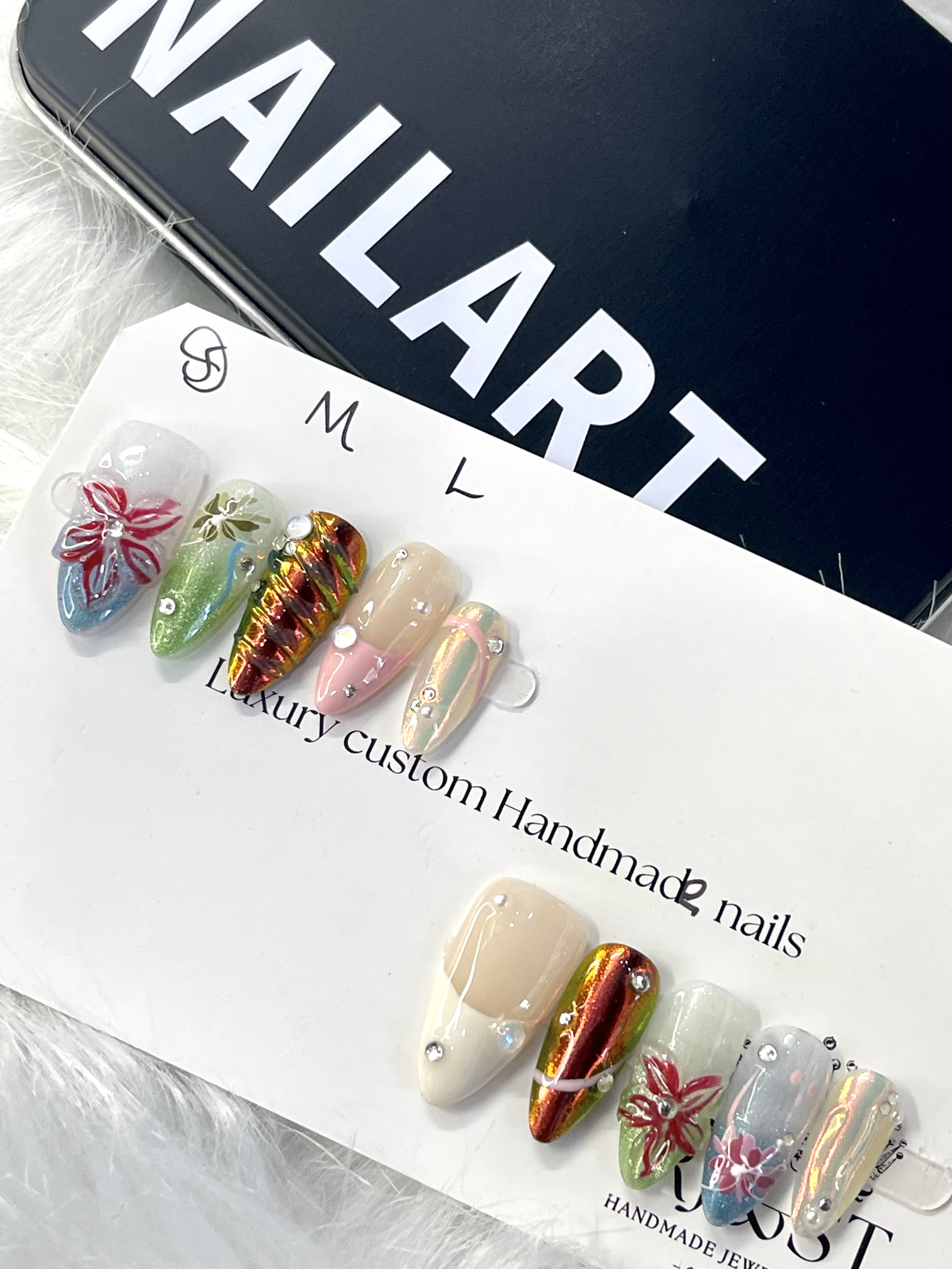 Garden Blaze | Holographic Floral Press-On Nails