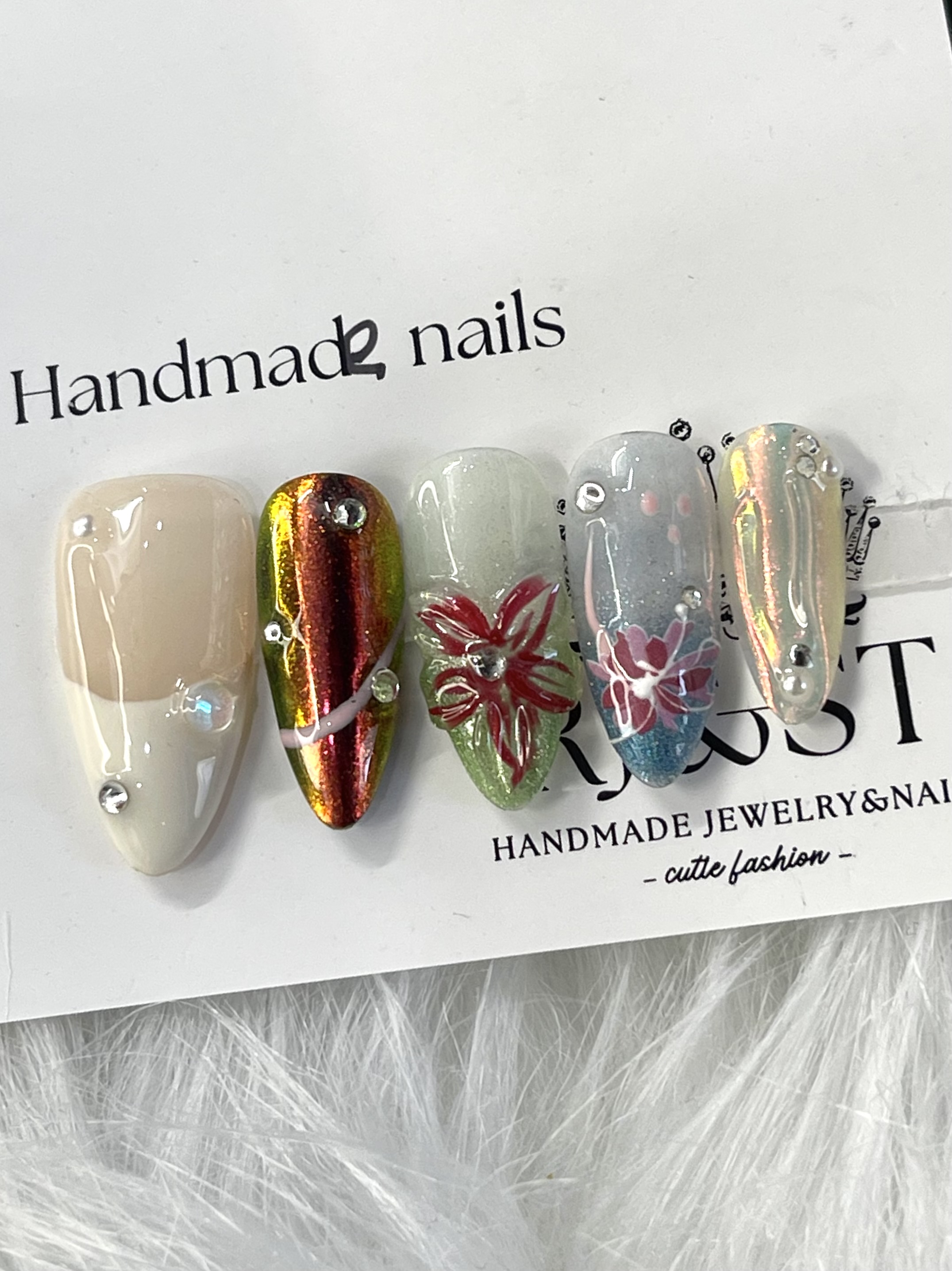 Garden Blaze | Holographic Floral Press-On Nails