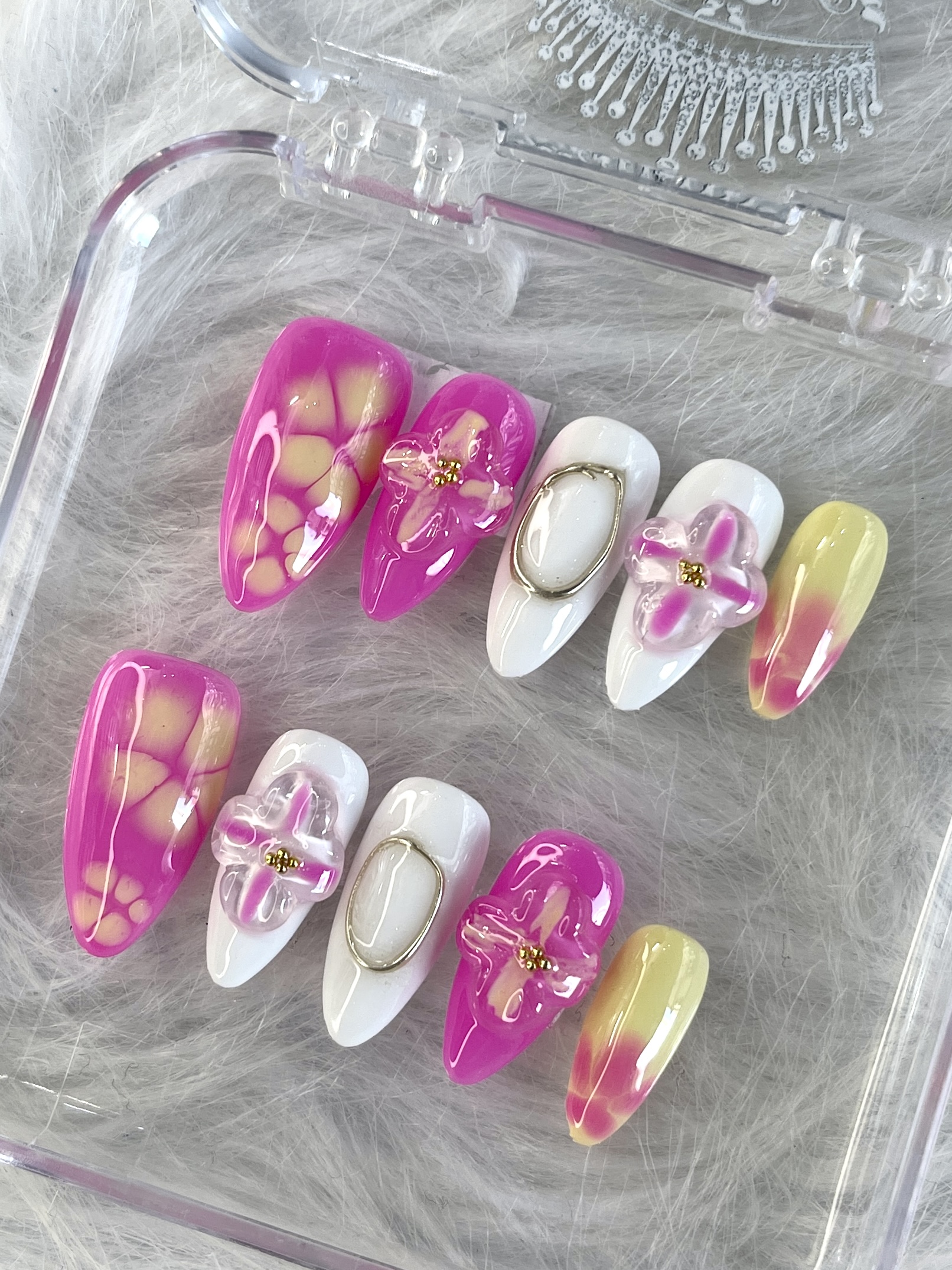Tropical Bloom 3D Floral Press-On Nails