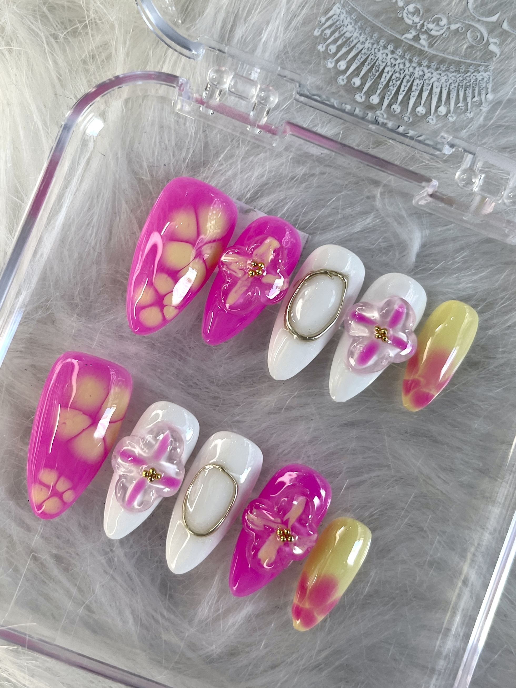 Tropical Bloom 3D Floral Press-On Nails