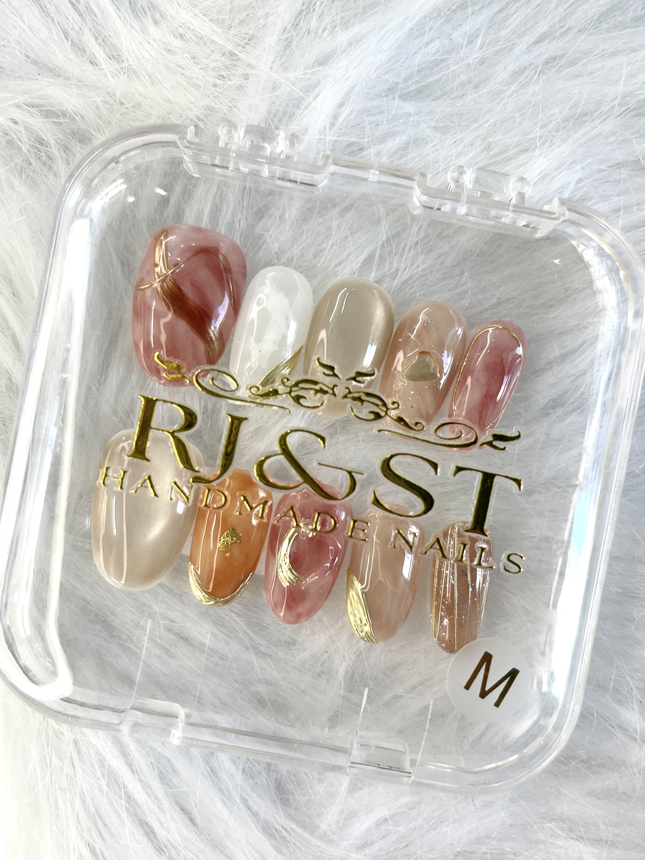 Elegant Marble & Gold Foil Press-On Nails