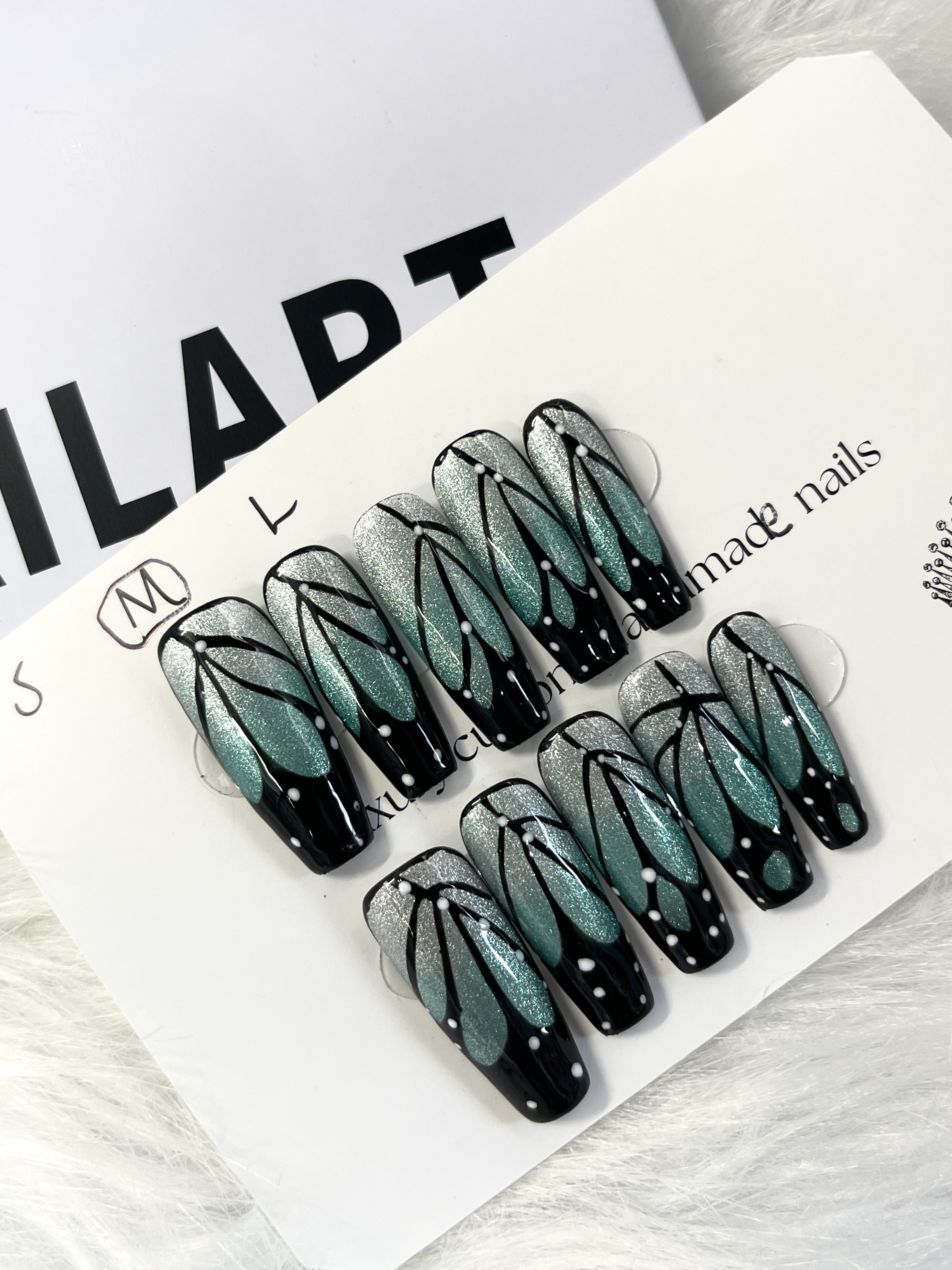 Emerald Wings-Handmade Nail Art
