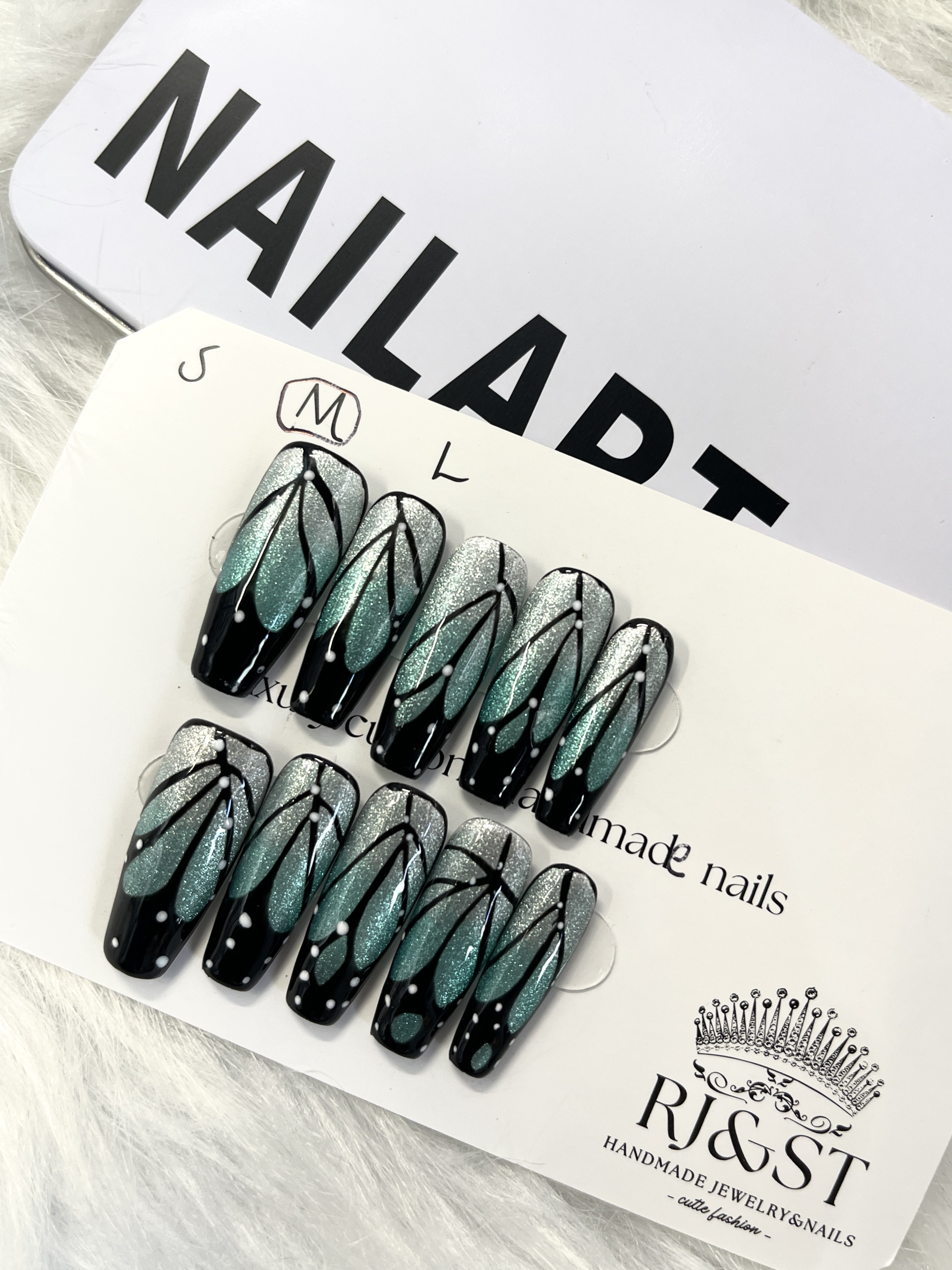 Emerald Wings-Handmade Nail Art