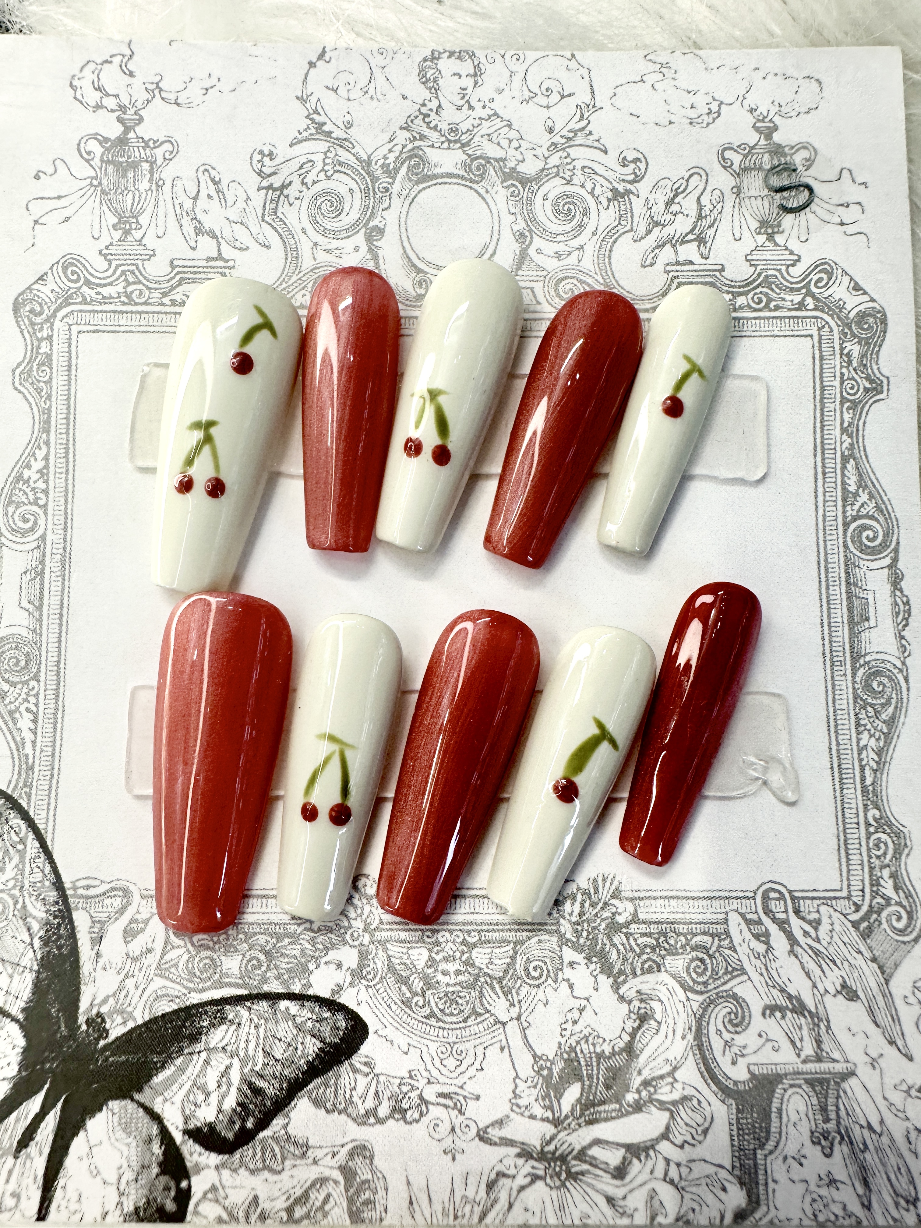 Cherry-Themed Press-On Nails