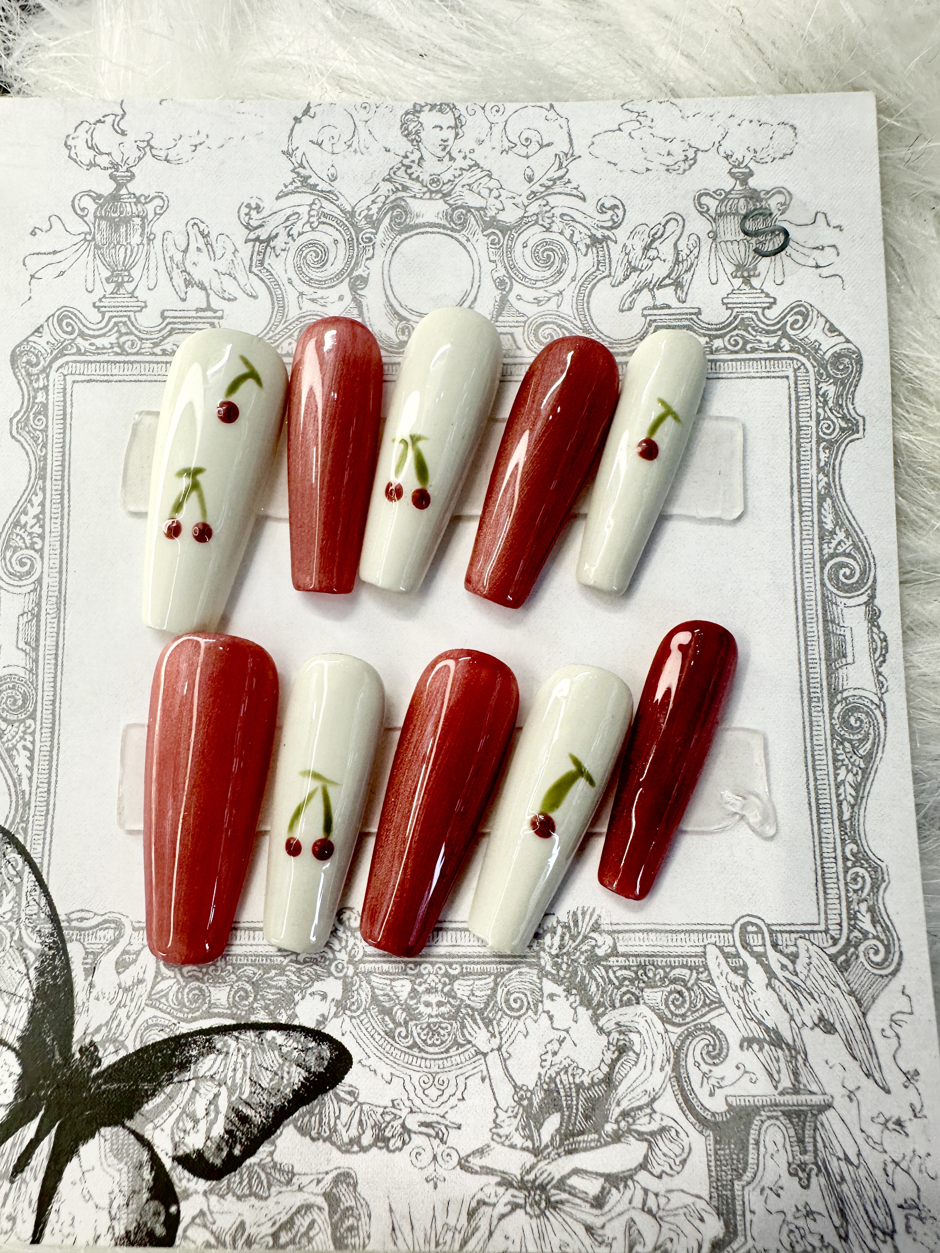 Cherry-Themed Press-On Nails
