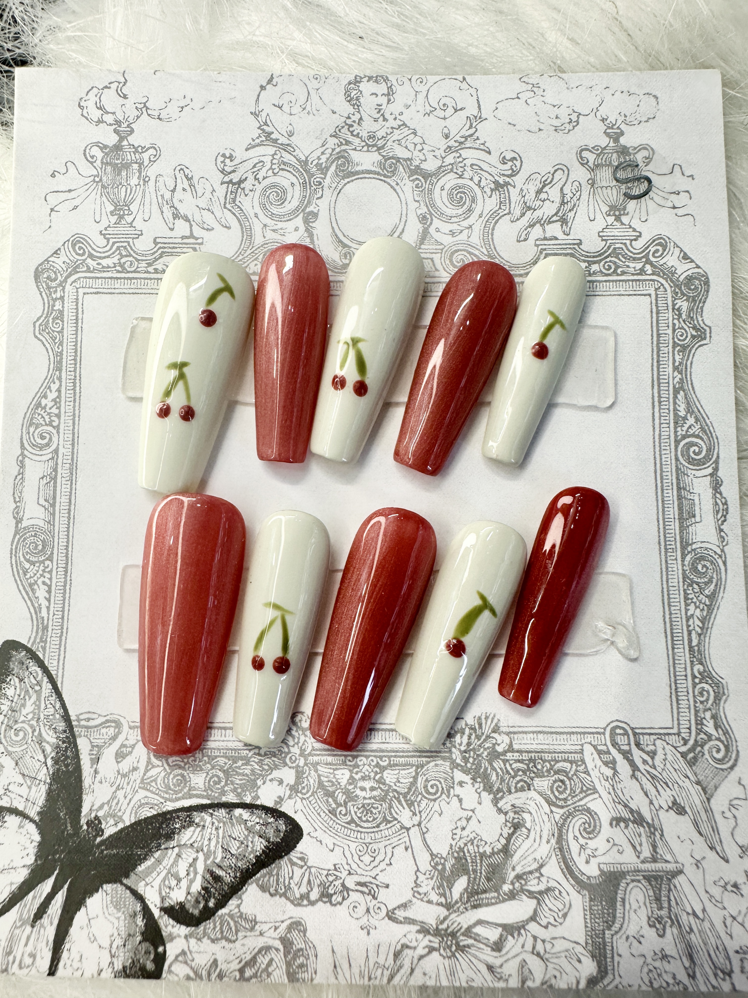 Cherry-Themed Press-On Nails