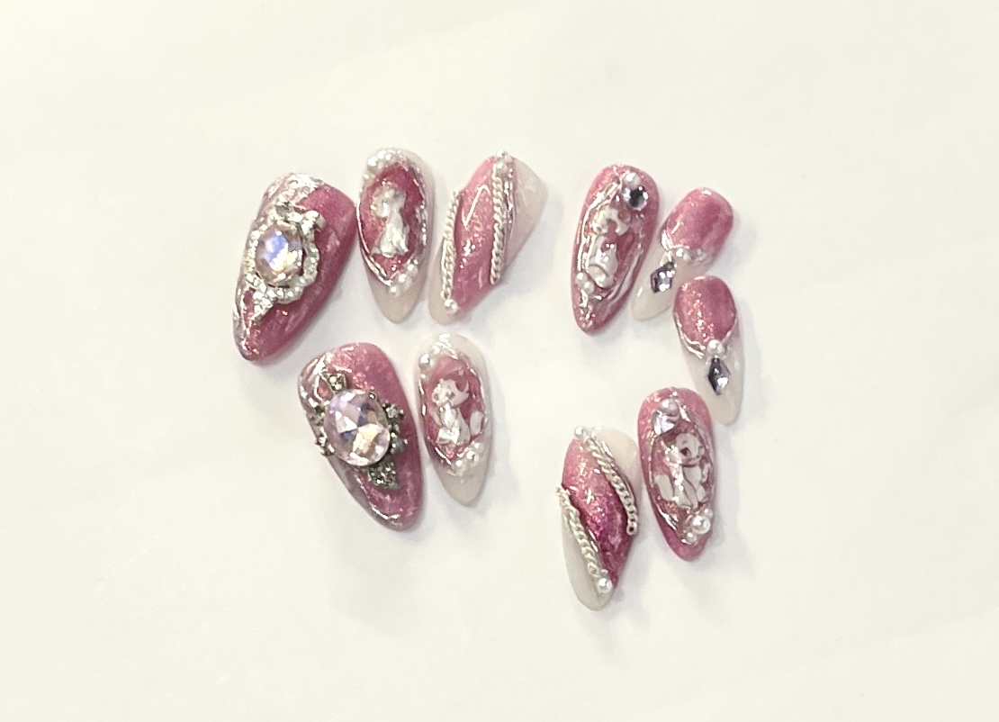 Enchanted Blush – 3D Anime Princess Press-On Nails