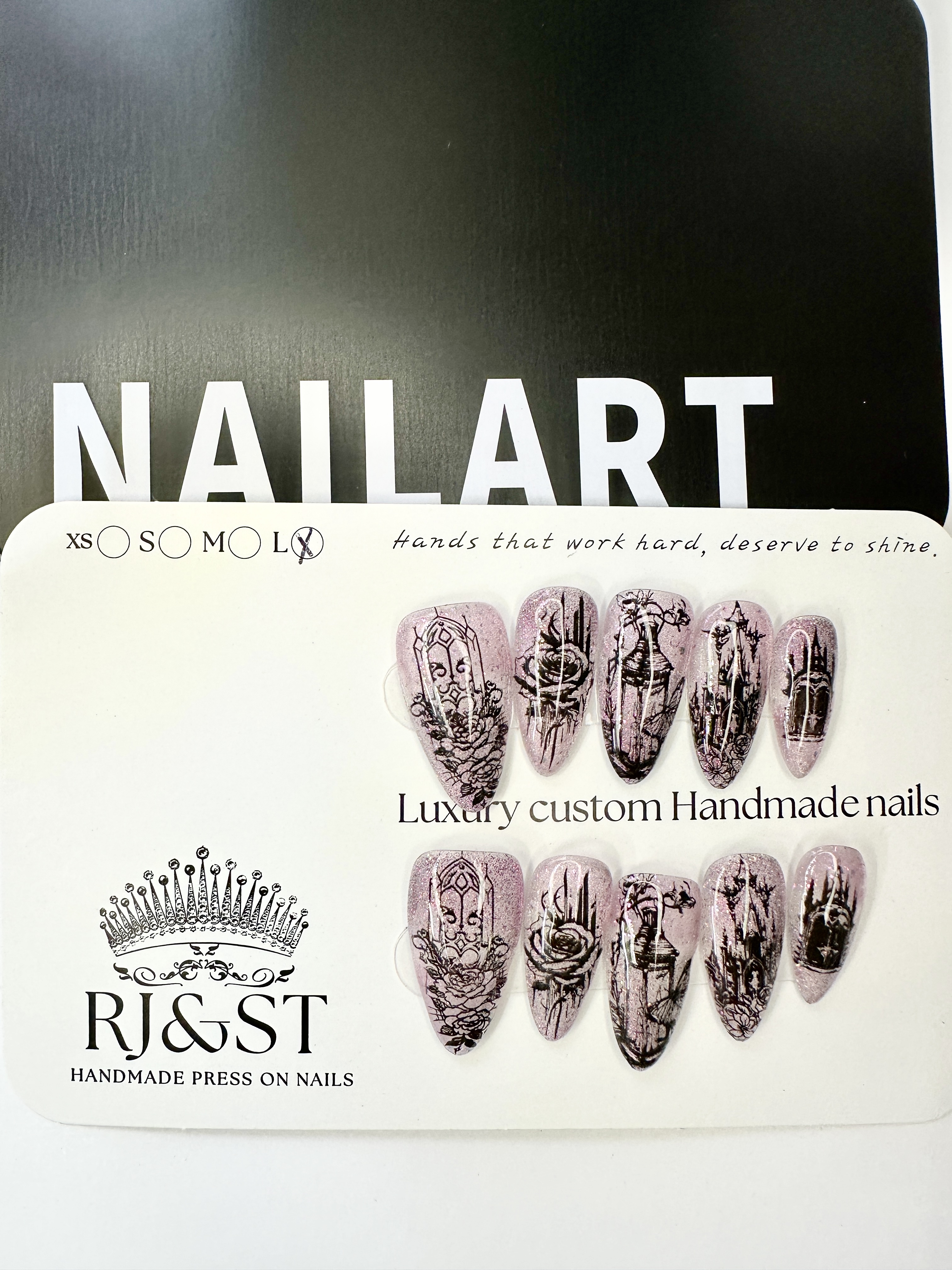 Gothic Rose Secret Press-On Nails | Original Design Luxury Handmade Nails