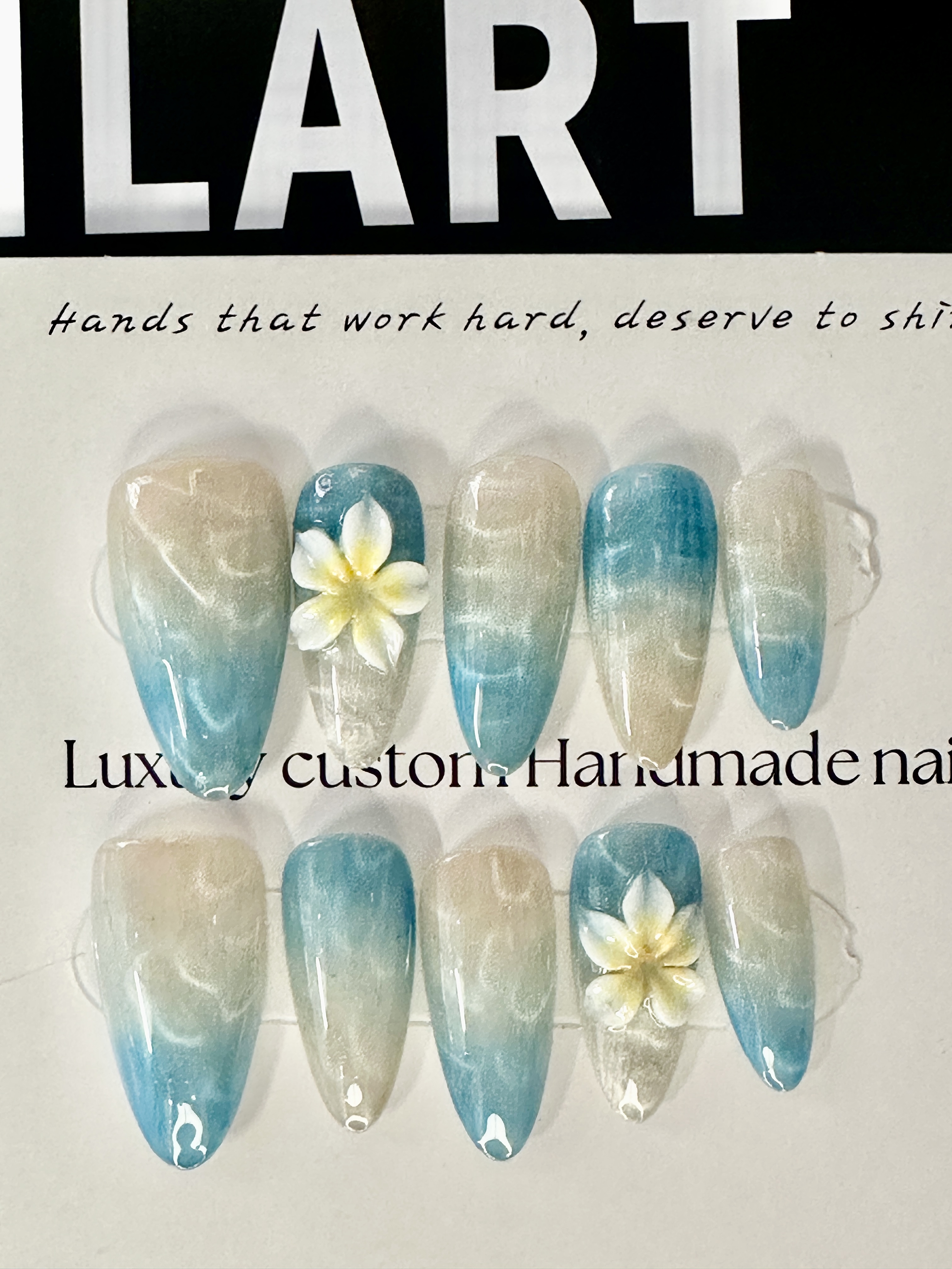 Handmade Blue Gradient Press-On Nails