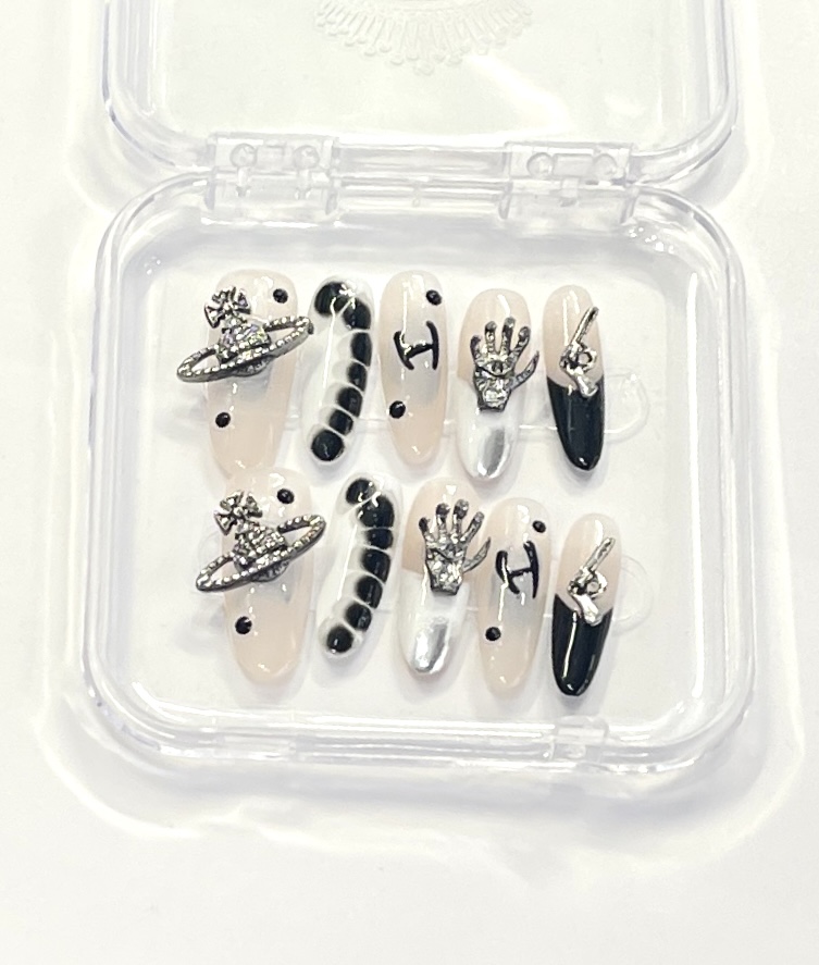 Gothic Chrome Charm Press-On Nails