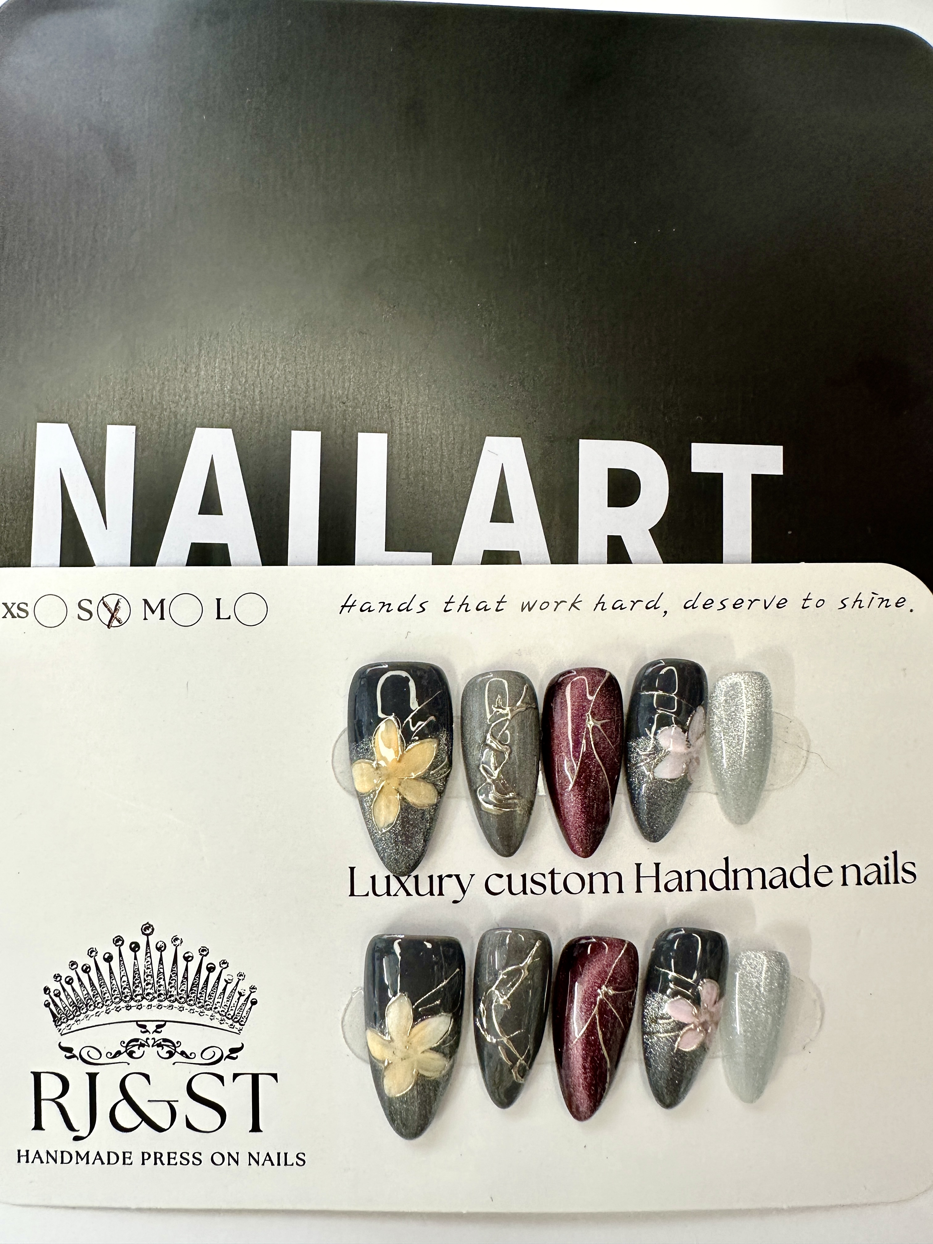 Twilight Bloom Press-On Nails | custom Design Handmade Mixed-Color Nails