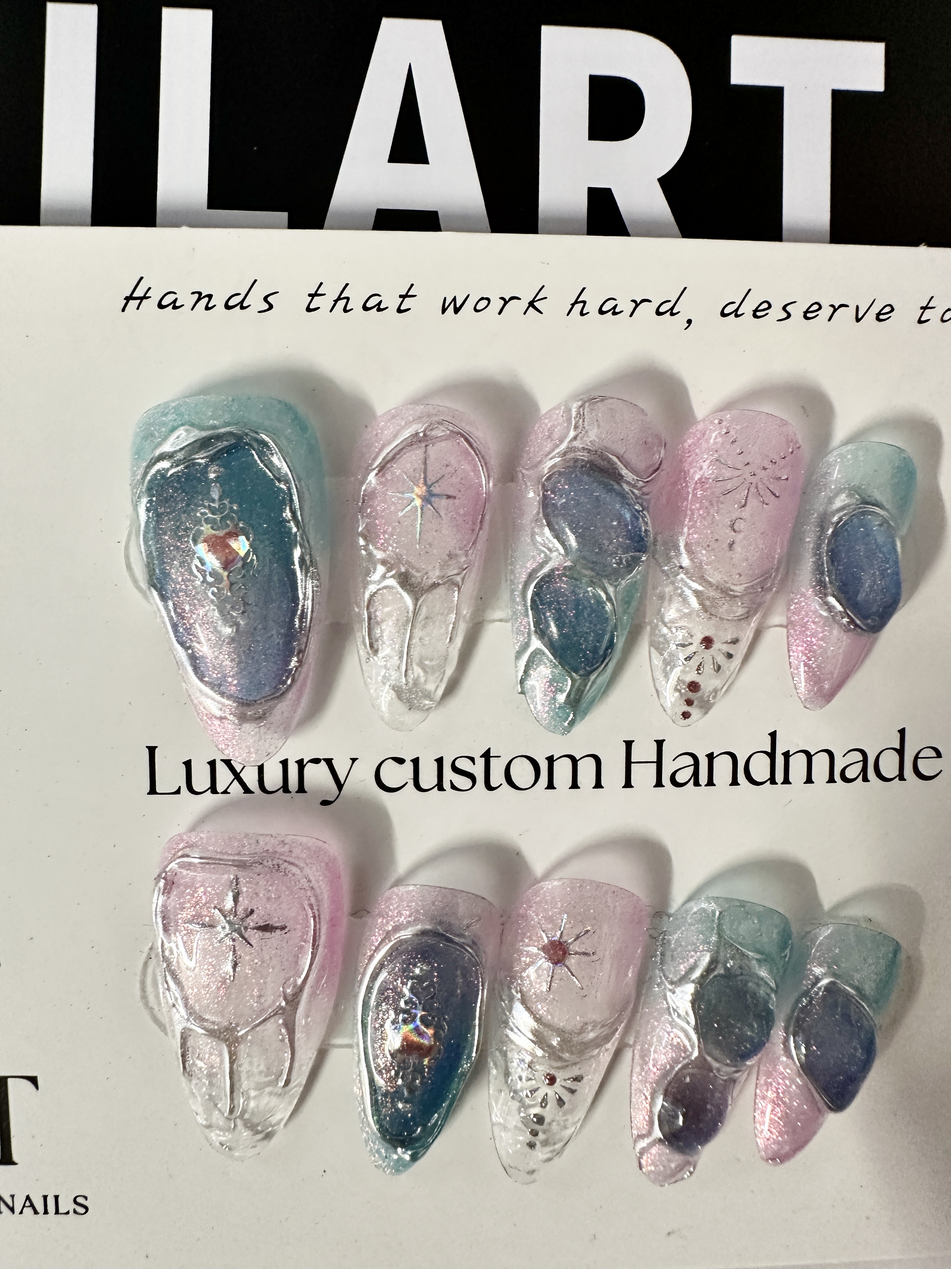 Galaxy Mirage · Medium Length Cosmic Gradient Press On Nails | Handmade Nails