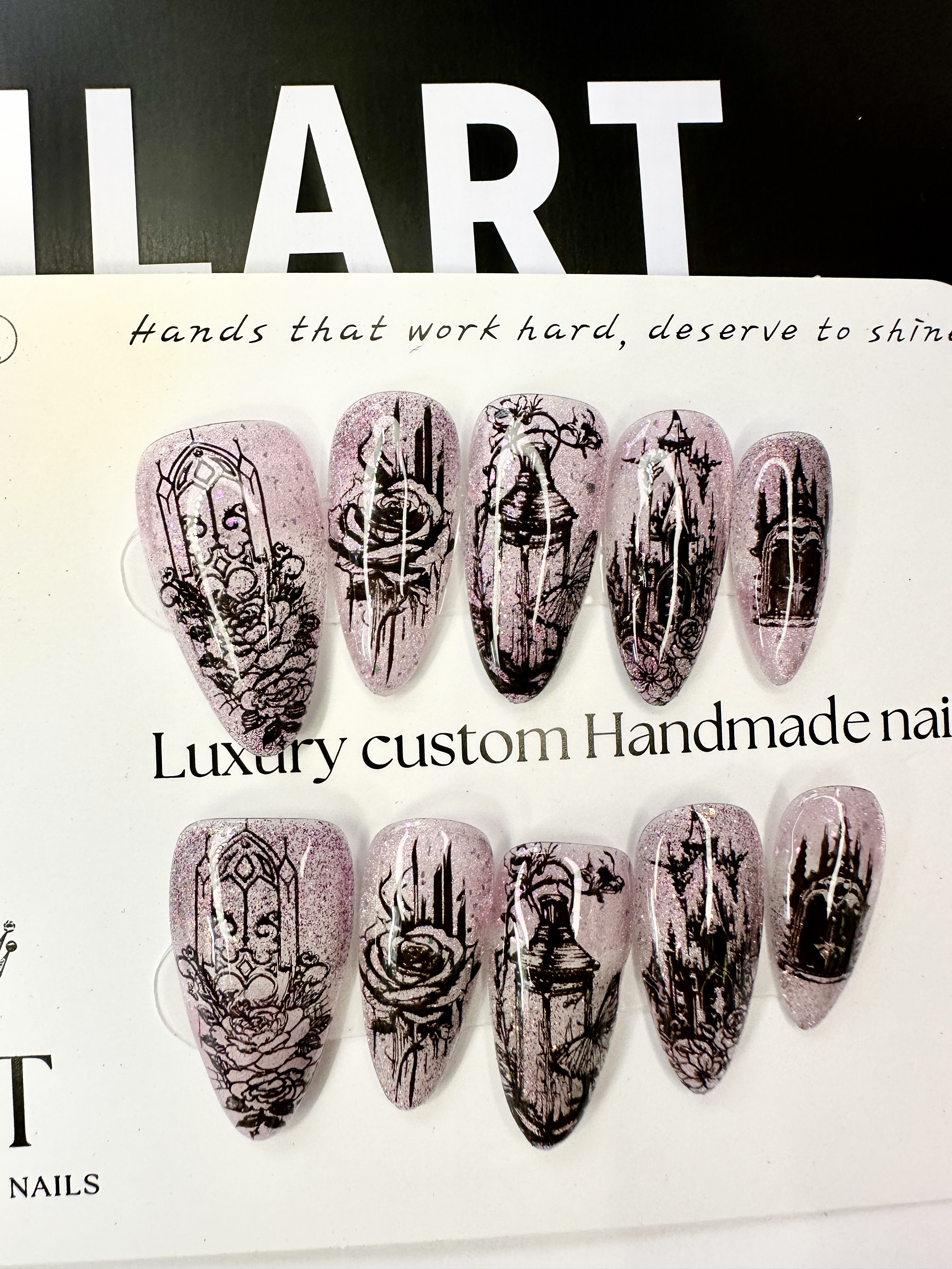 Gothic Rose Secret Press-On Nails | Original Design Luxury Handmade Nails