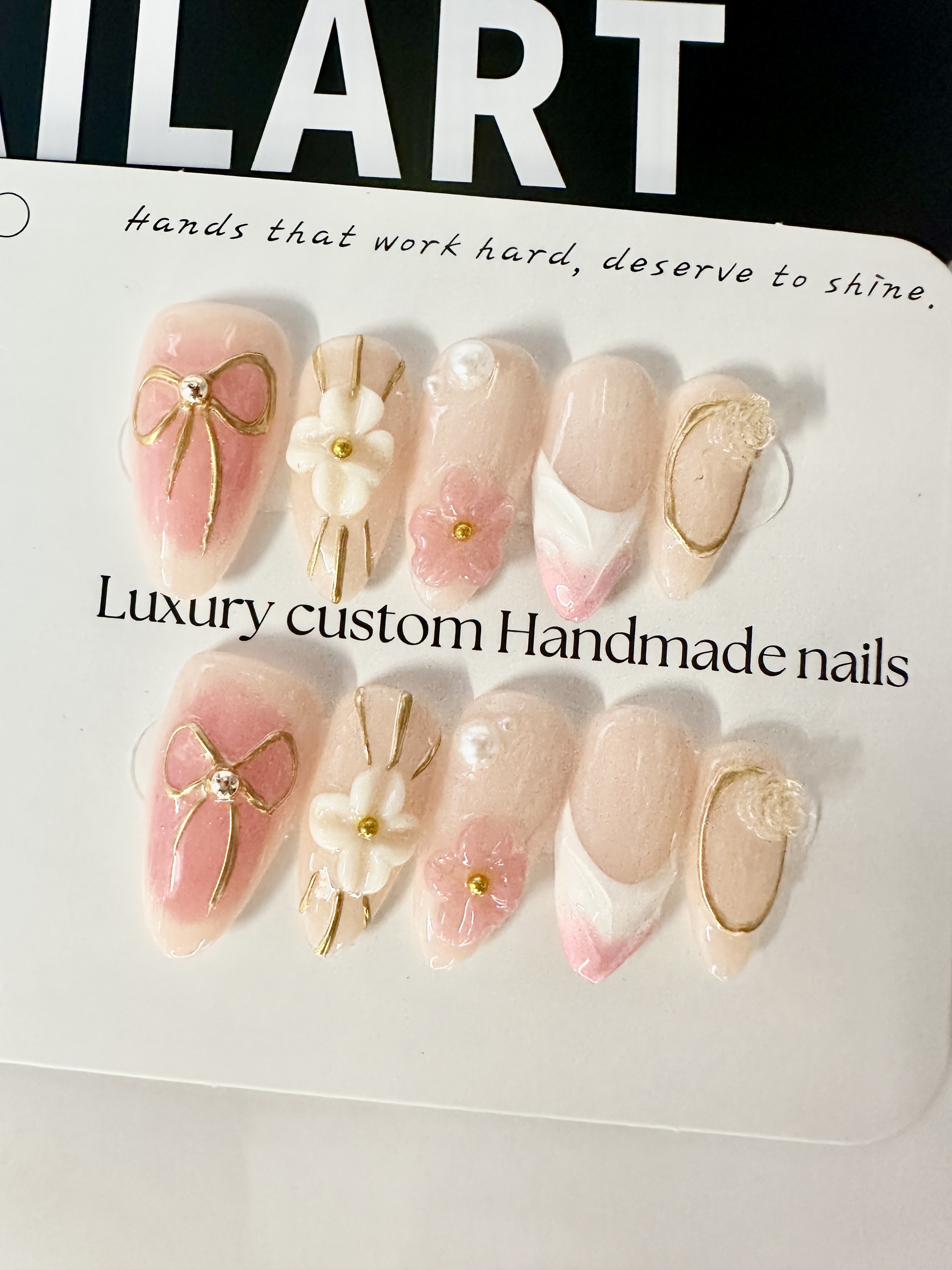 Eternal Promise – 3D Bow & Floral Blossom Press-On Nails Set