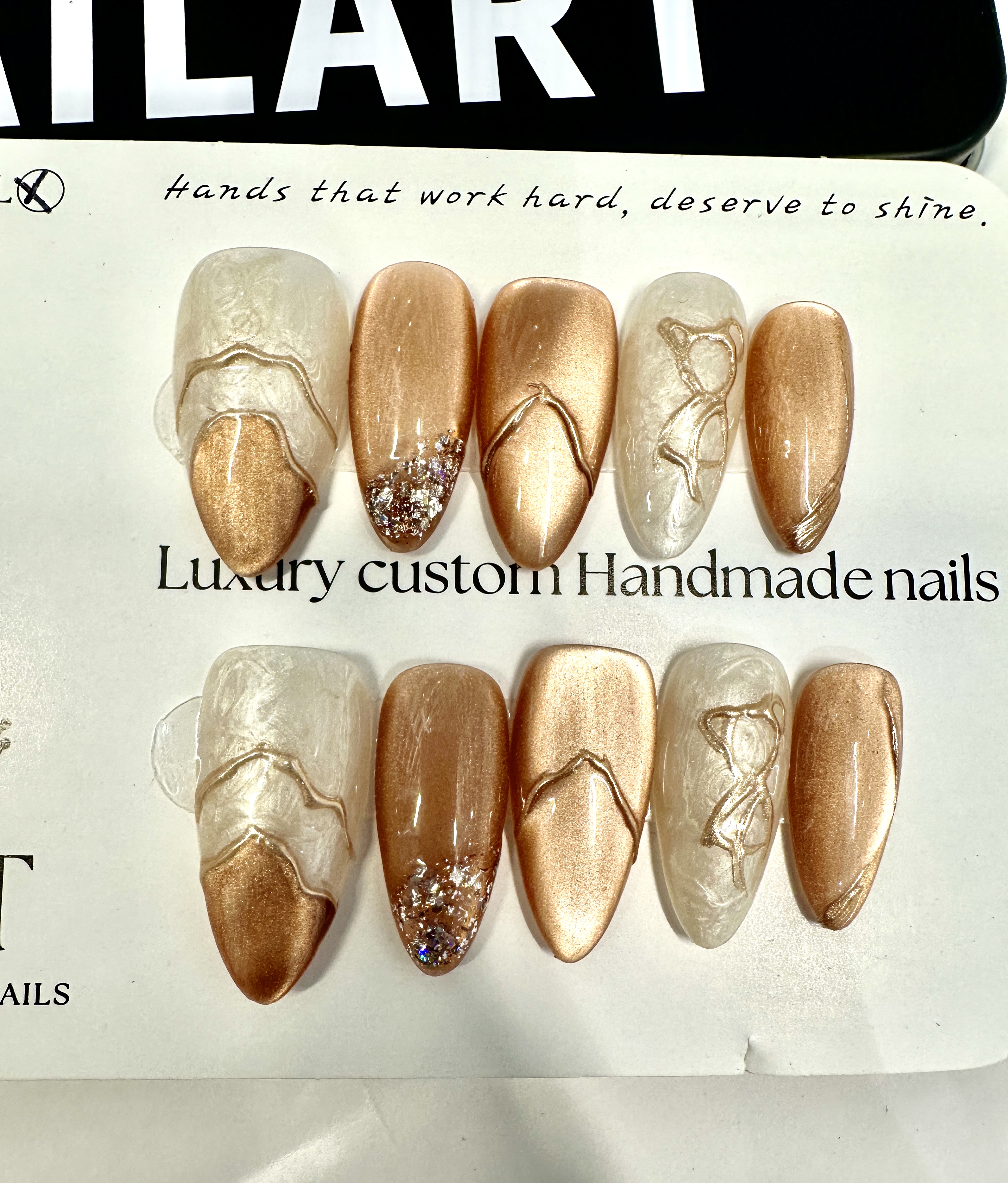 Whispered Ember — Handmade Rose-Gold Porcelain Press-On Nails