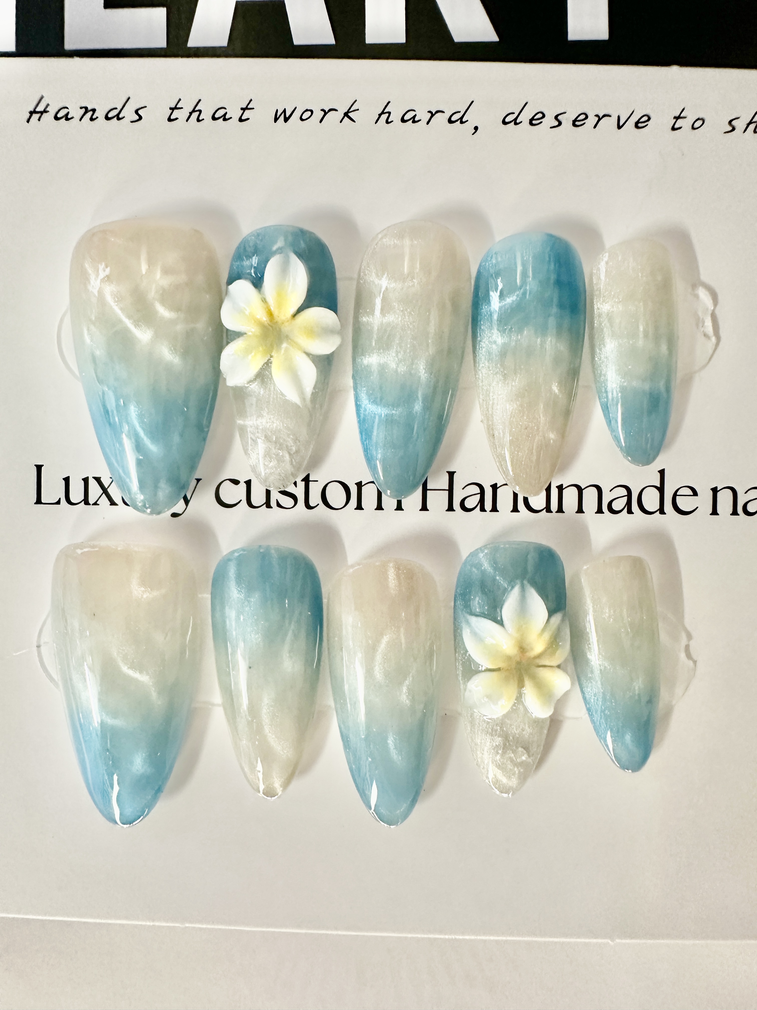 Handmade Blue Gradient Press-On Nails