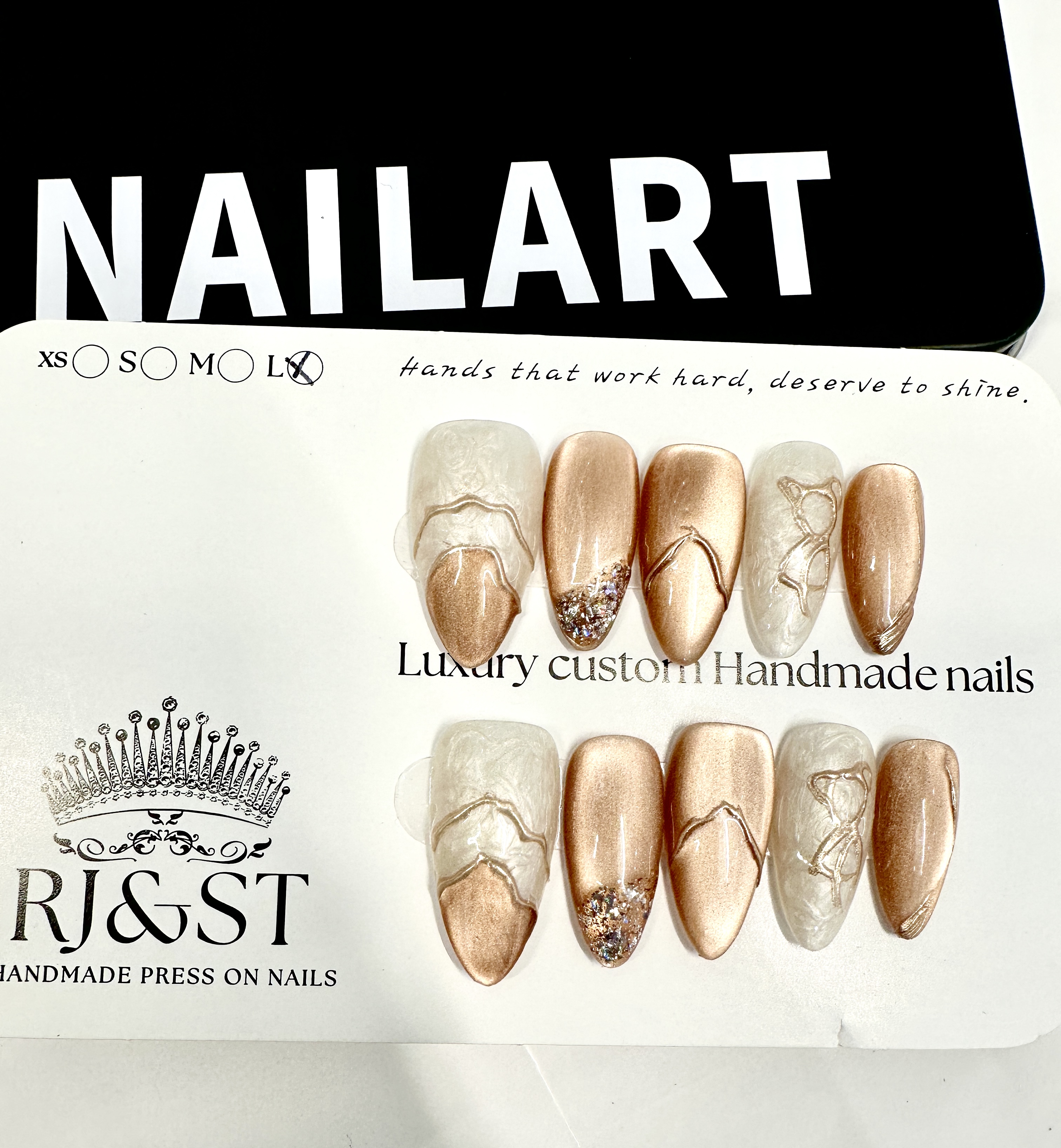 Whispered Ember — Handmade Rose-Gold Porcelain Press-On Nails