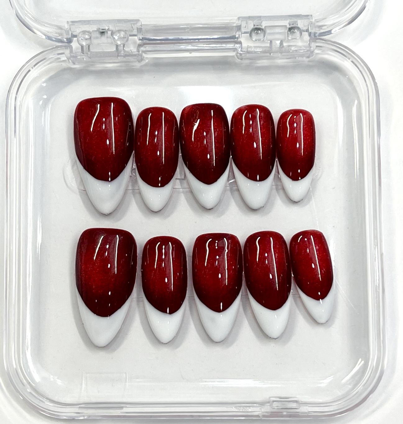 Classic Red & White French Tip Press-On Nails