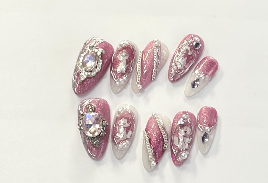 Enchanted Blush – 3D Anime Princess Press-On Nails