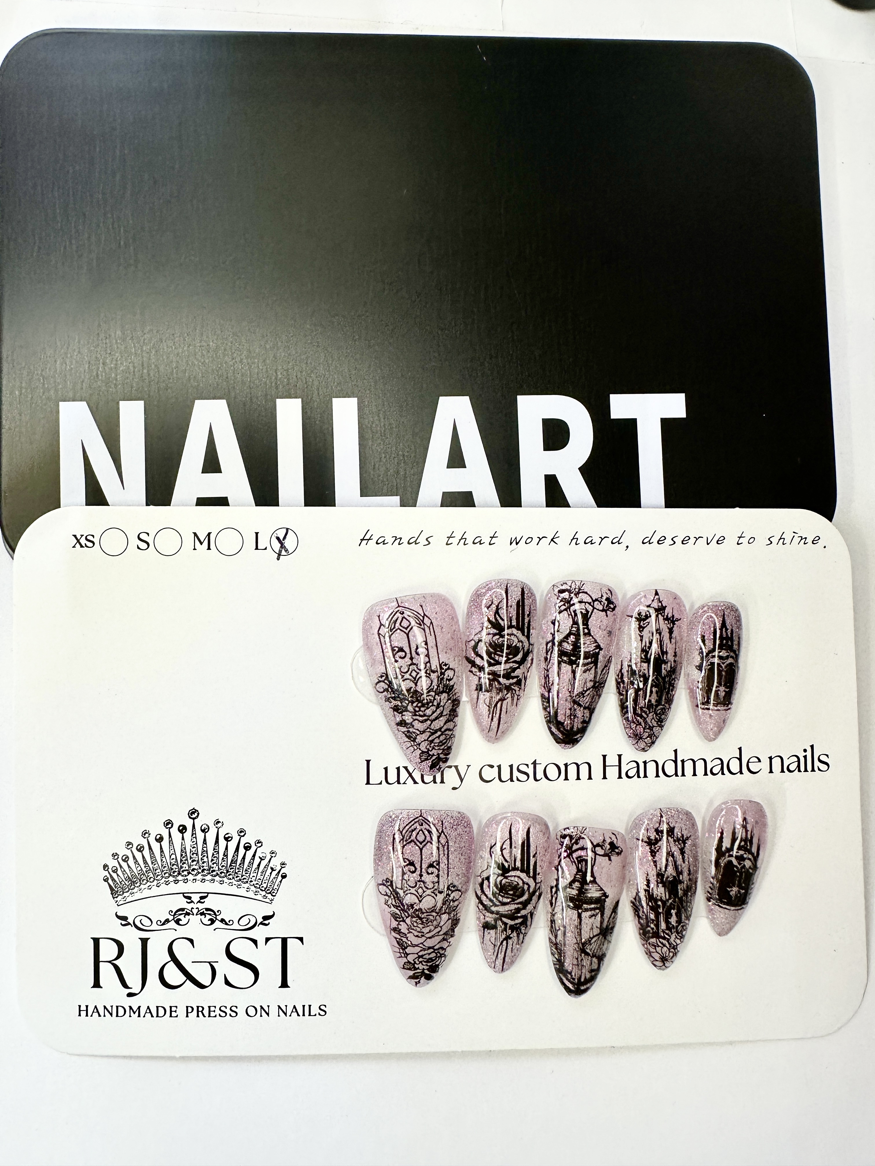 Gothic Rose Secret Press-On Nails | Original Design Luxury Handmade Nails