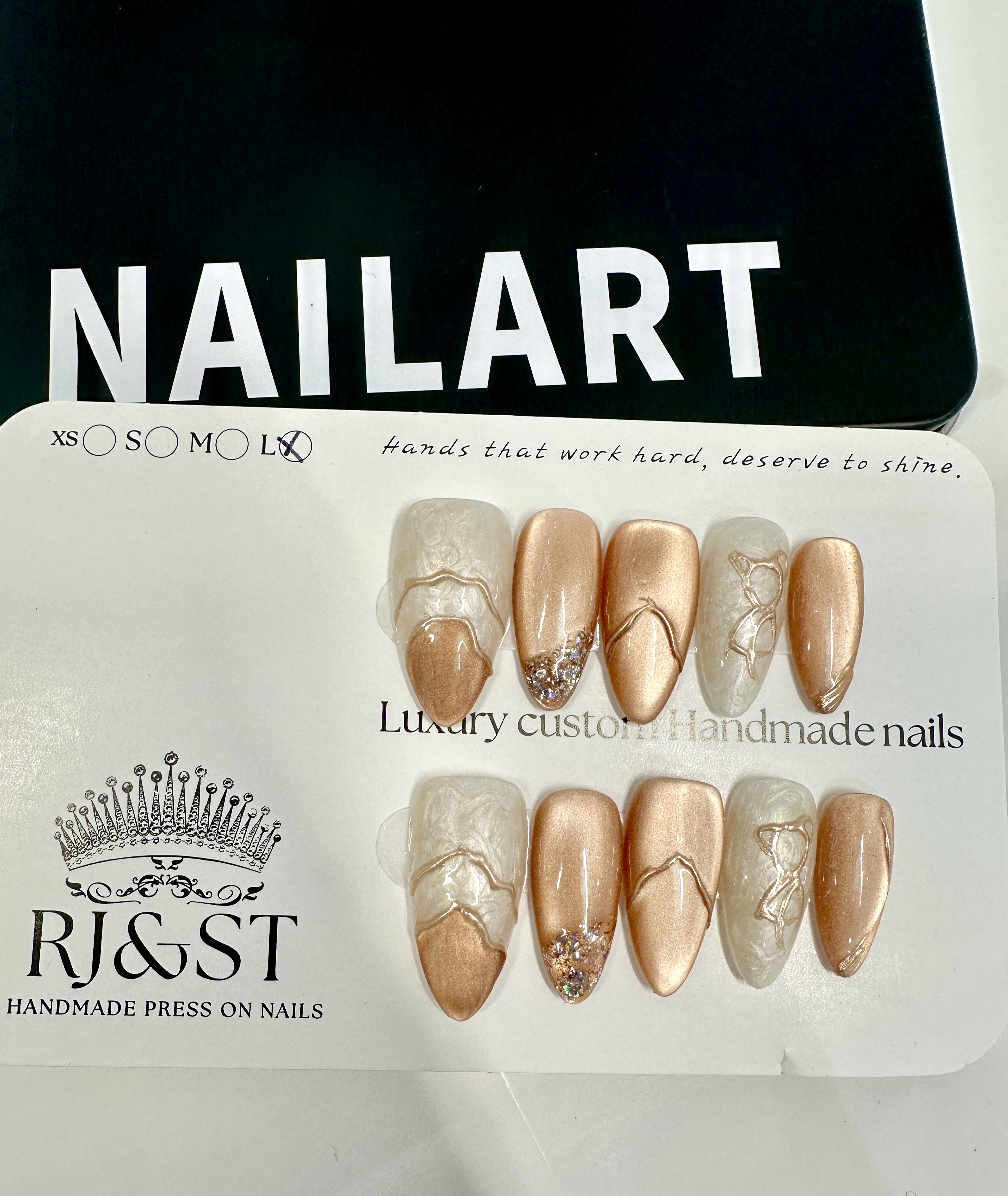 Whispered Ember — Handmade Rose-Gold Porcelain Press-On Nails