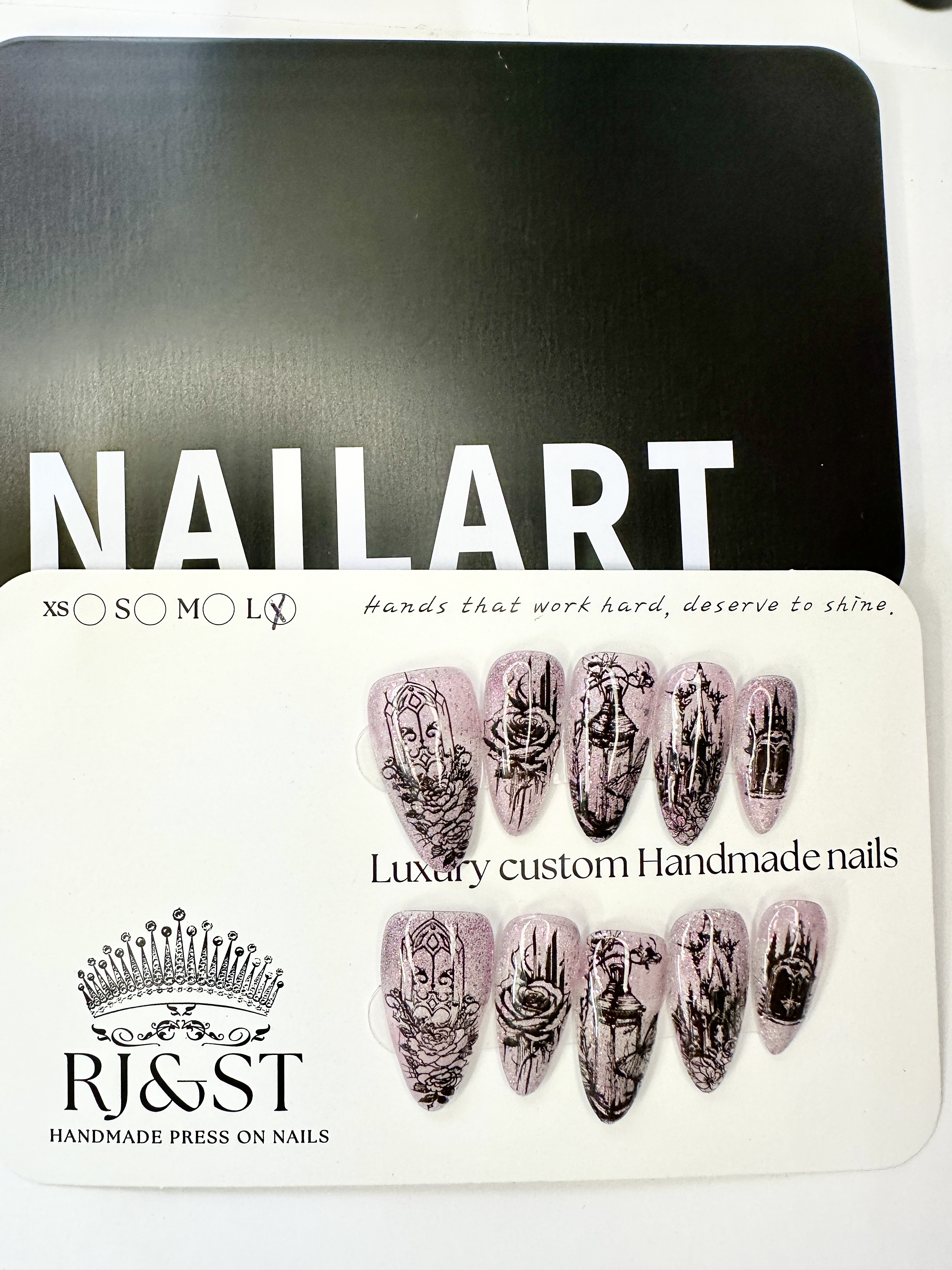 Gothic Rose Secret Press-On Nails | Original Design Luxury Handmade Nails
