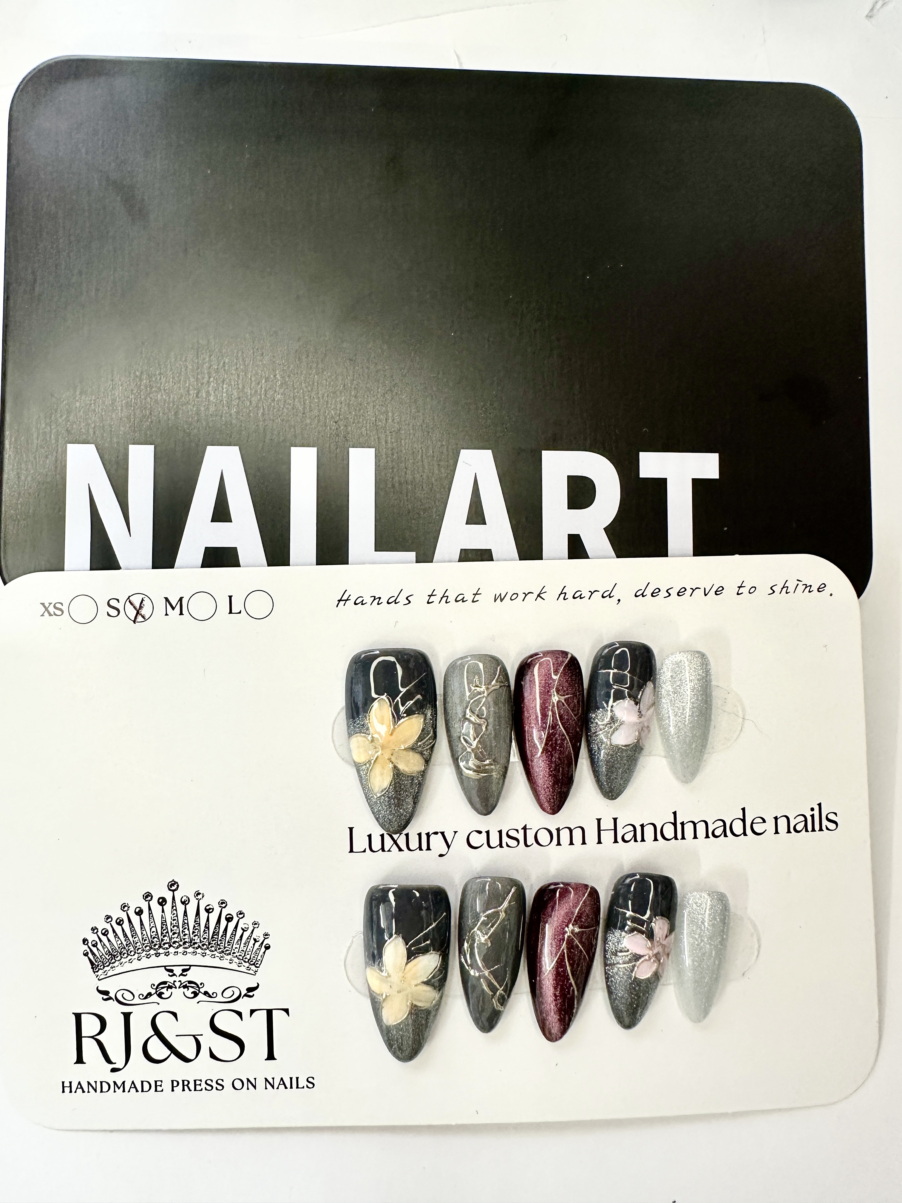 Twilight Bloom Press-On Nails | custom Design Handmade Mixed-Color Nails