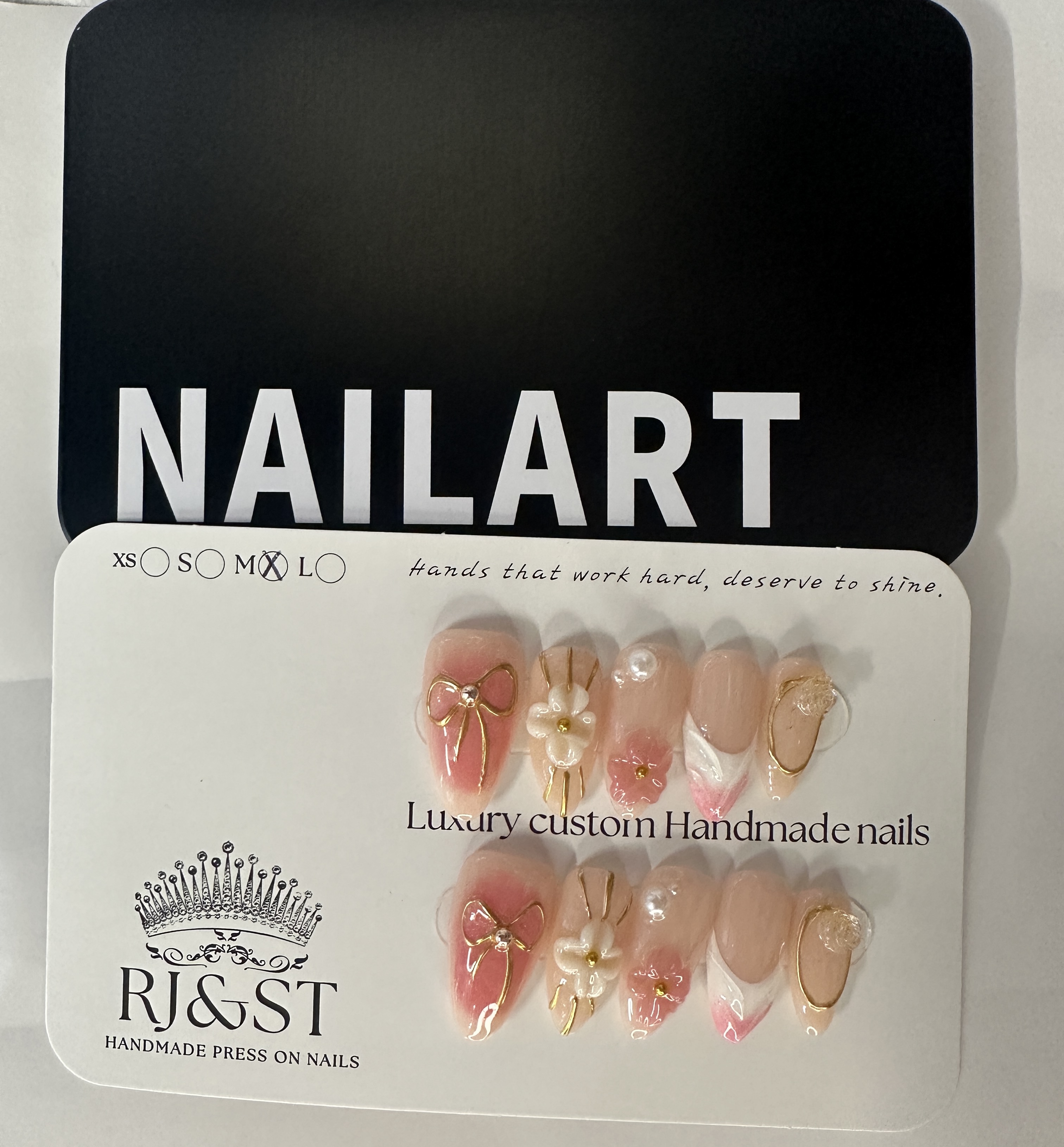 Eternal Promise – 3D Bow & Floral Blossom Press-On Nails Set