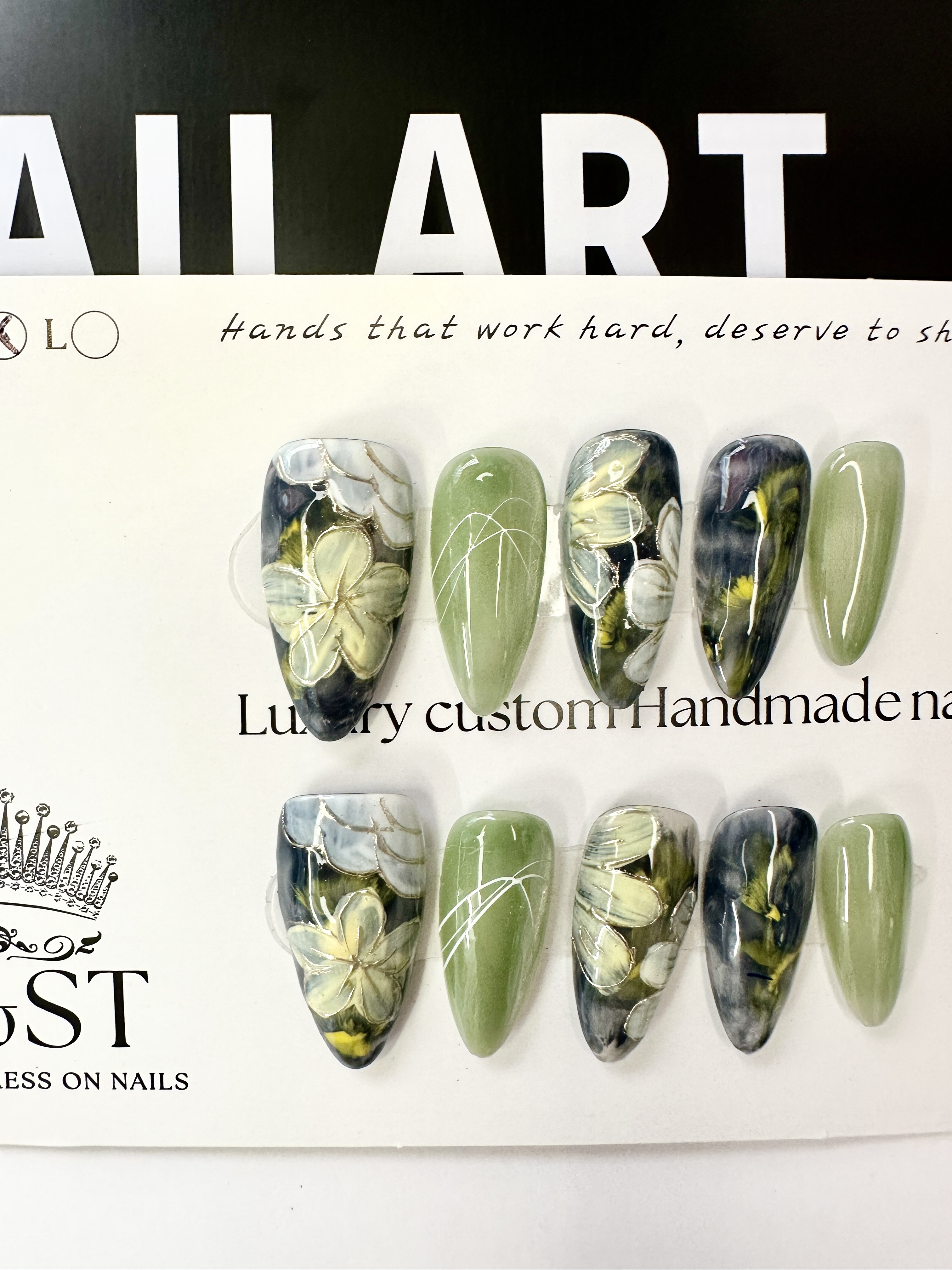 Mountain Blossom Whispers Press-On Nails | Original Design Handmade Floral Nails