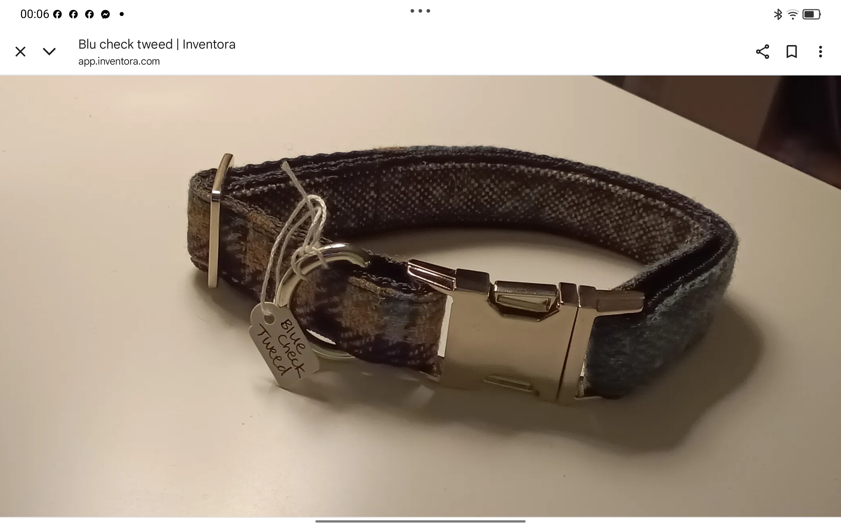 Blue Check Tweed Dog Collar