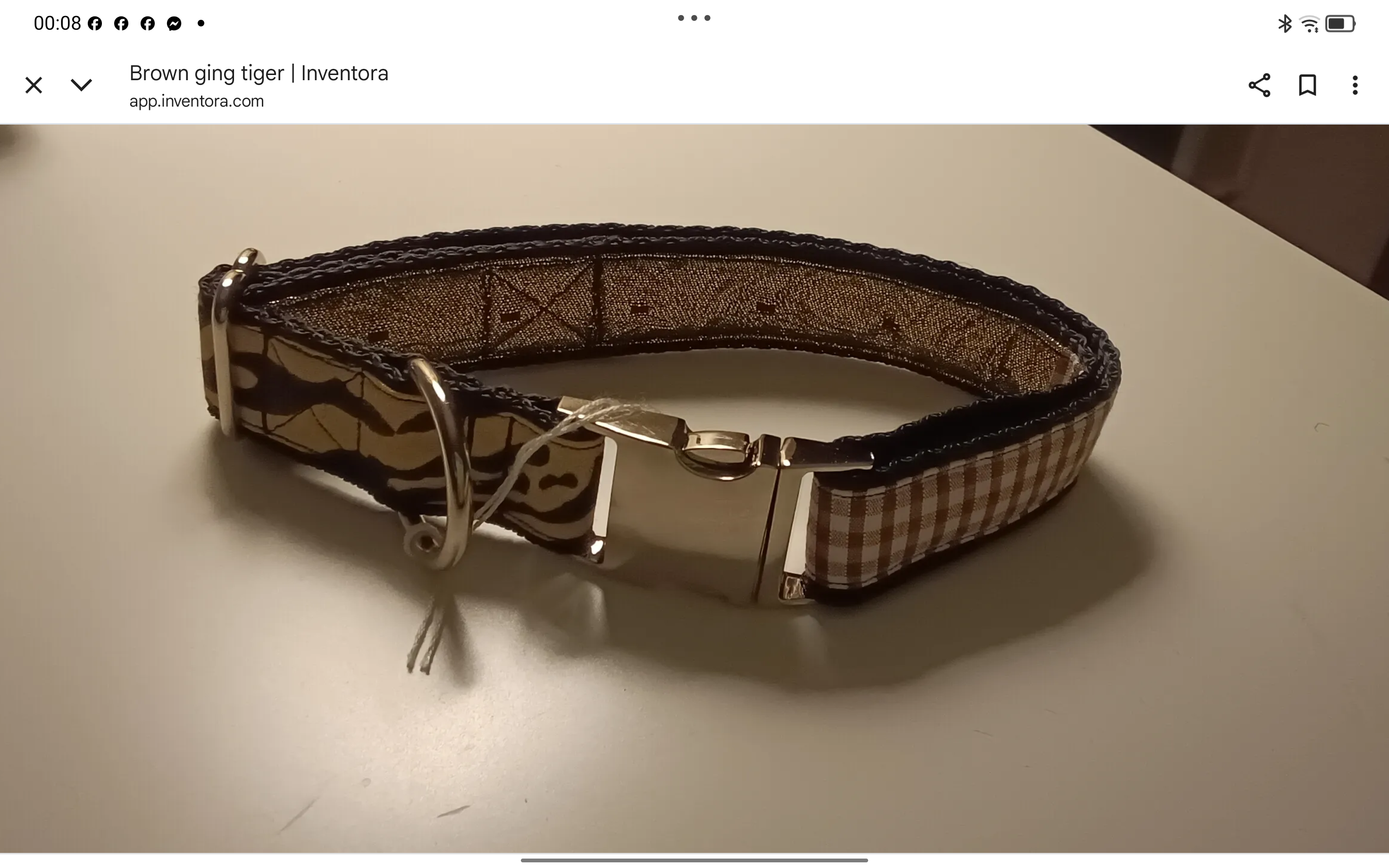 Brown Gingham Tiger Dog Collar