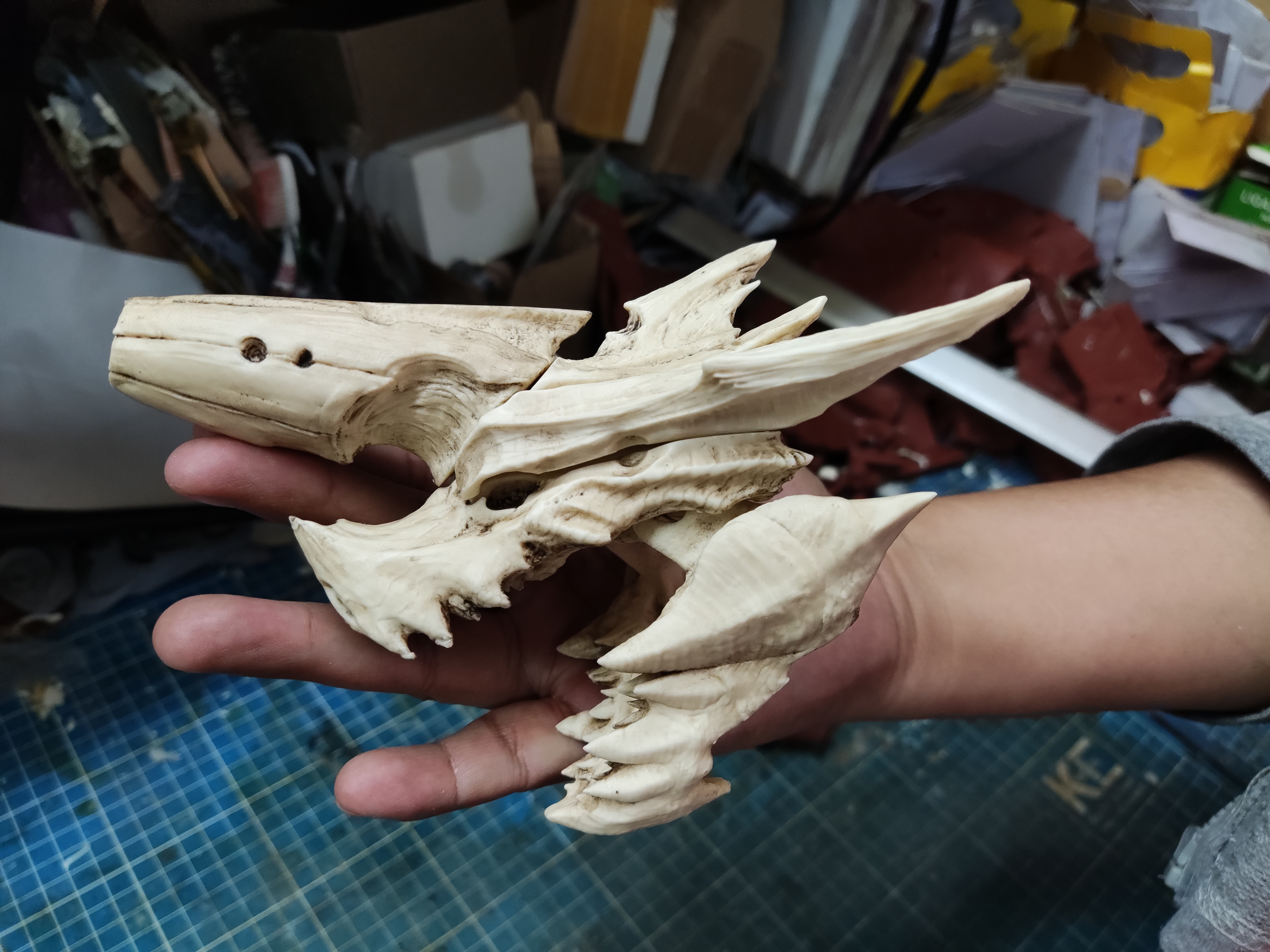 Wooden Dragon Head Sculpture