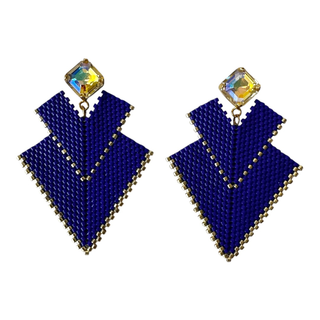 Pendientes geométricos azul y oro