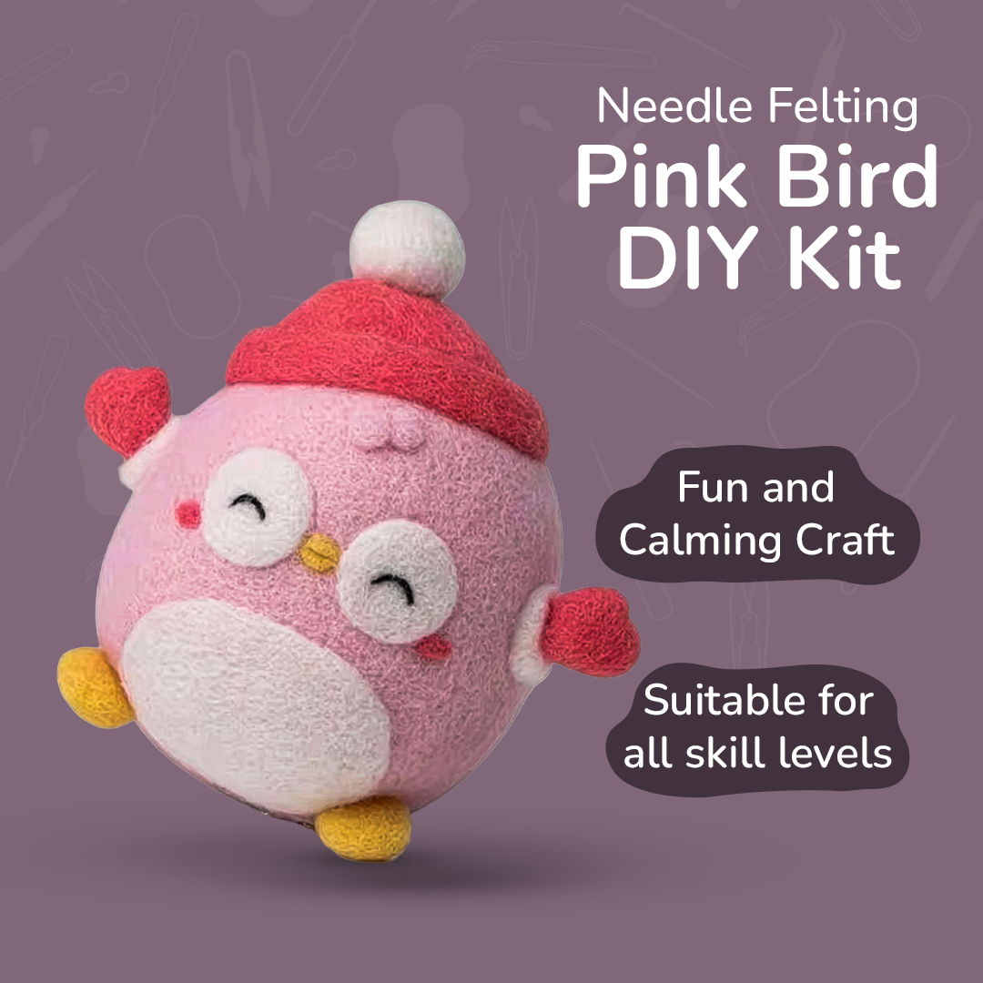 Needle Felting DIY Kit — Pink Bird