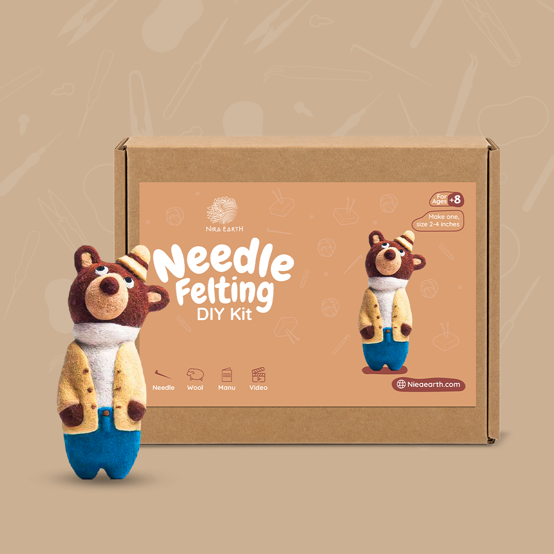Needle Felting DIY Kit — Brown Bear