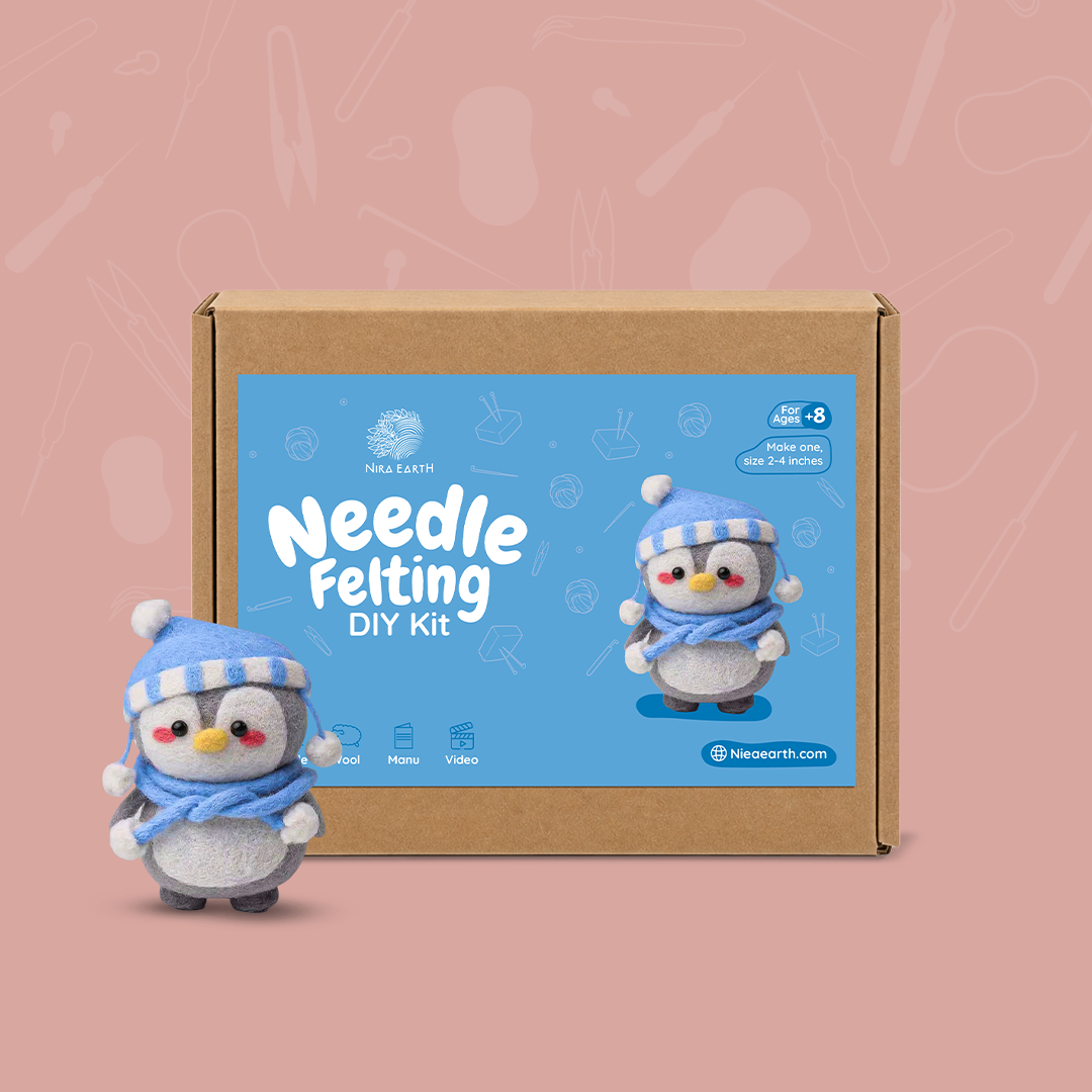 Needle Felting DIY Kit — Grey Penguin