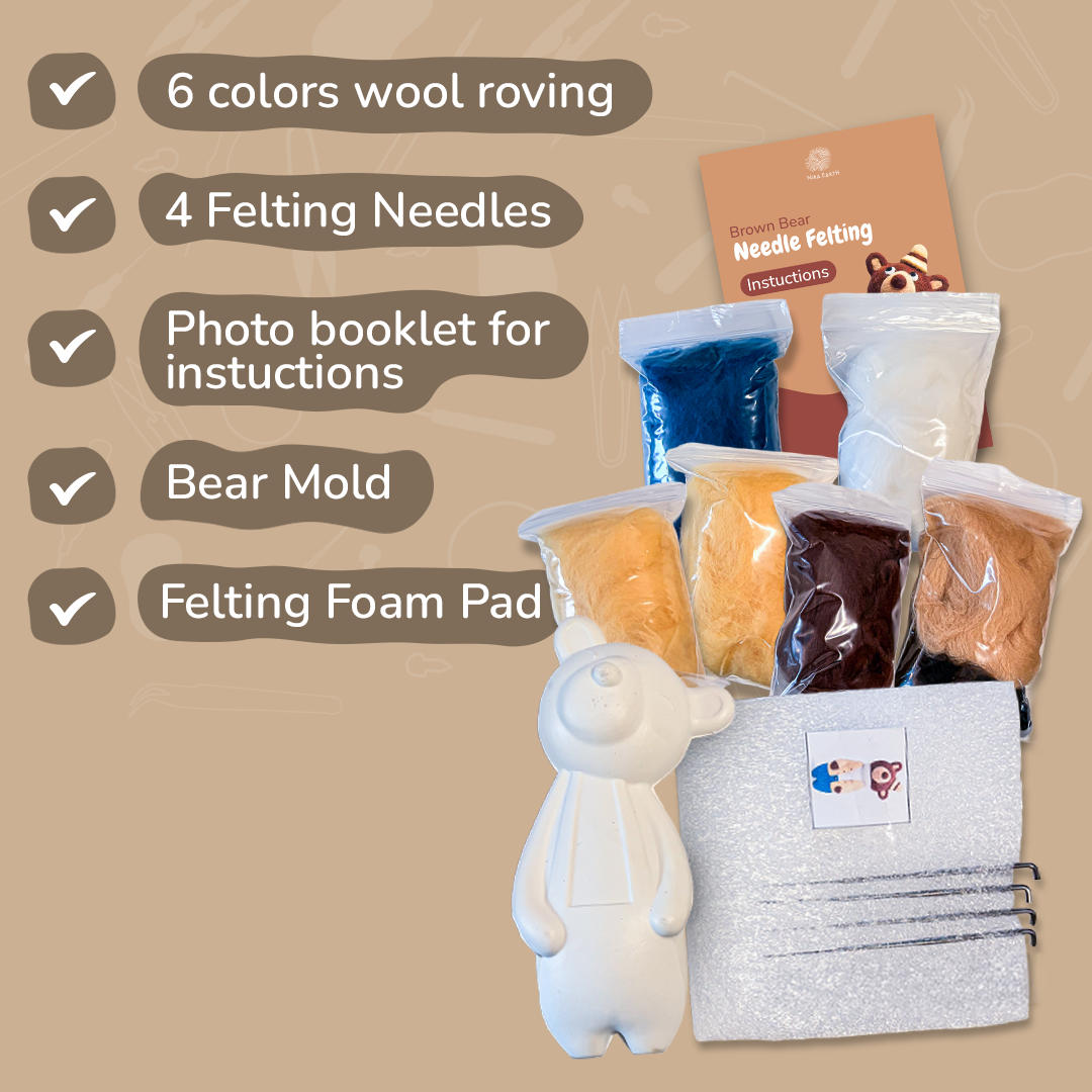 Needle Felting DIY Kit — Brown Bear