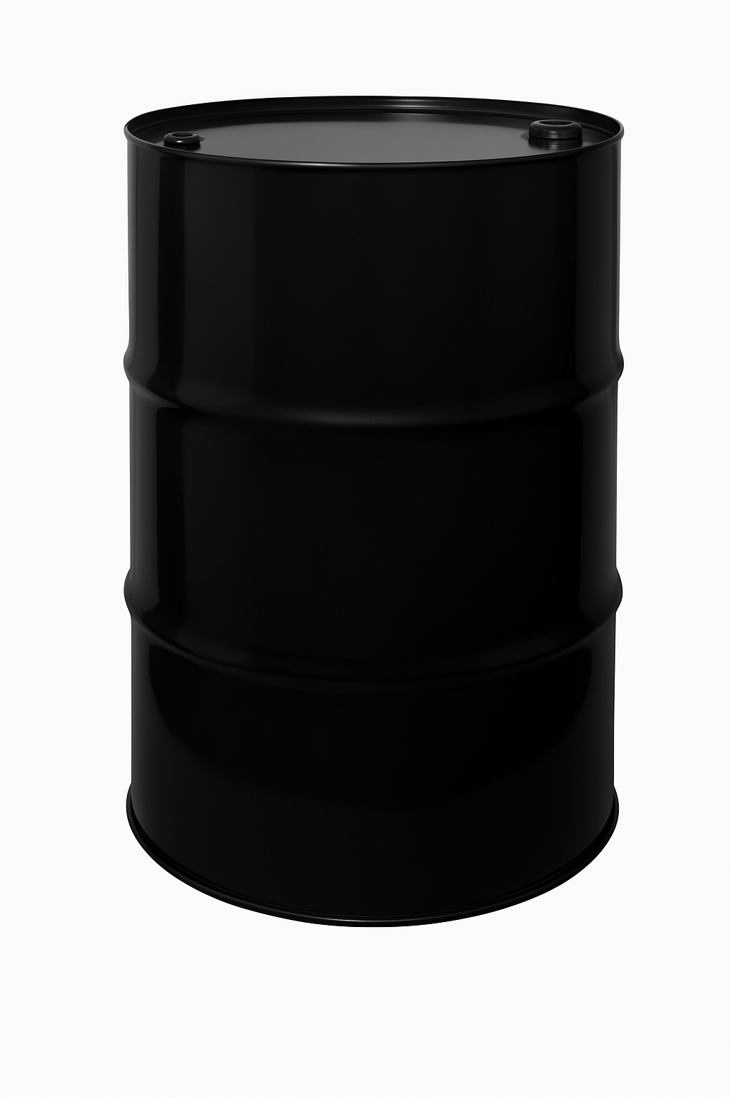 Tambor metálico industrial de 200 litros color negro con dos tapas.