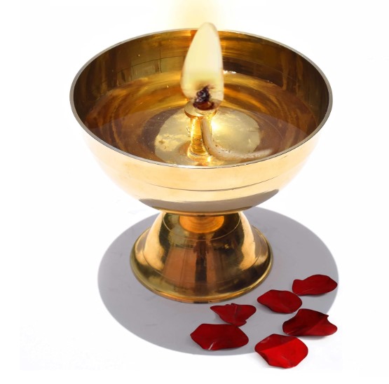 Brass Akhand Jyoti Puja Diya, 4 inches, Traditional Oil Lamp for Mandir, Festival Decoration