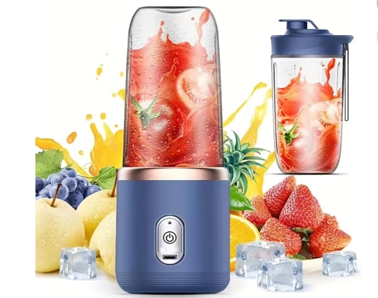 Portable Blender - 400 ml USB Rechargeable Smoothie Maker with 1800mAh Battery, Mini Electric Juicer Bottle & Shake Mixer for Fruits and Juices