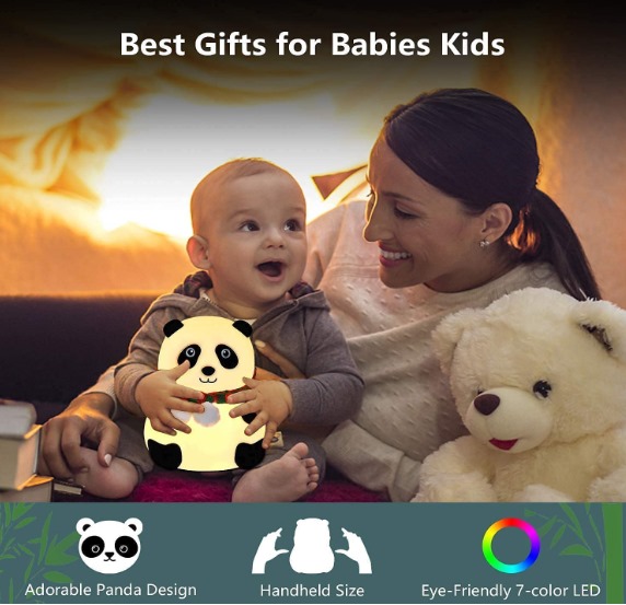 Panda Night Lamp Silicone Touch Color Changing LED Rechargeable Night Light for Kids, Gifts for Girls & Boys | Cute Unisex Bedroom Decor Nightlight