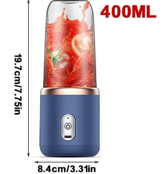 Portable Blender - 400 ml USB Rechargeable Smoothie Maker with 1800mAh Battery, Mini Electric Juicer Bottle & Shake Mixer for Fruits and Juices