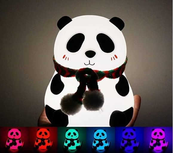 Panda Night Lamp Silicone Touch Color Changing LED Rechargeable Night Light for Kids, Gifts for Girls & Boys | Cute Unisex Bedroom Decor Nightlight
