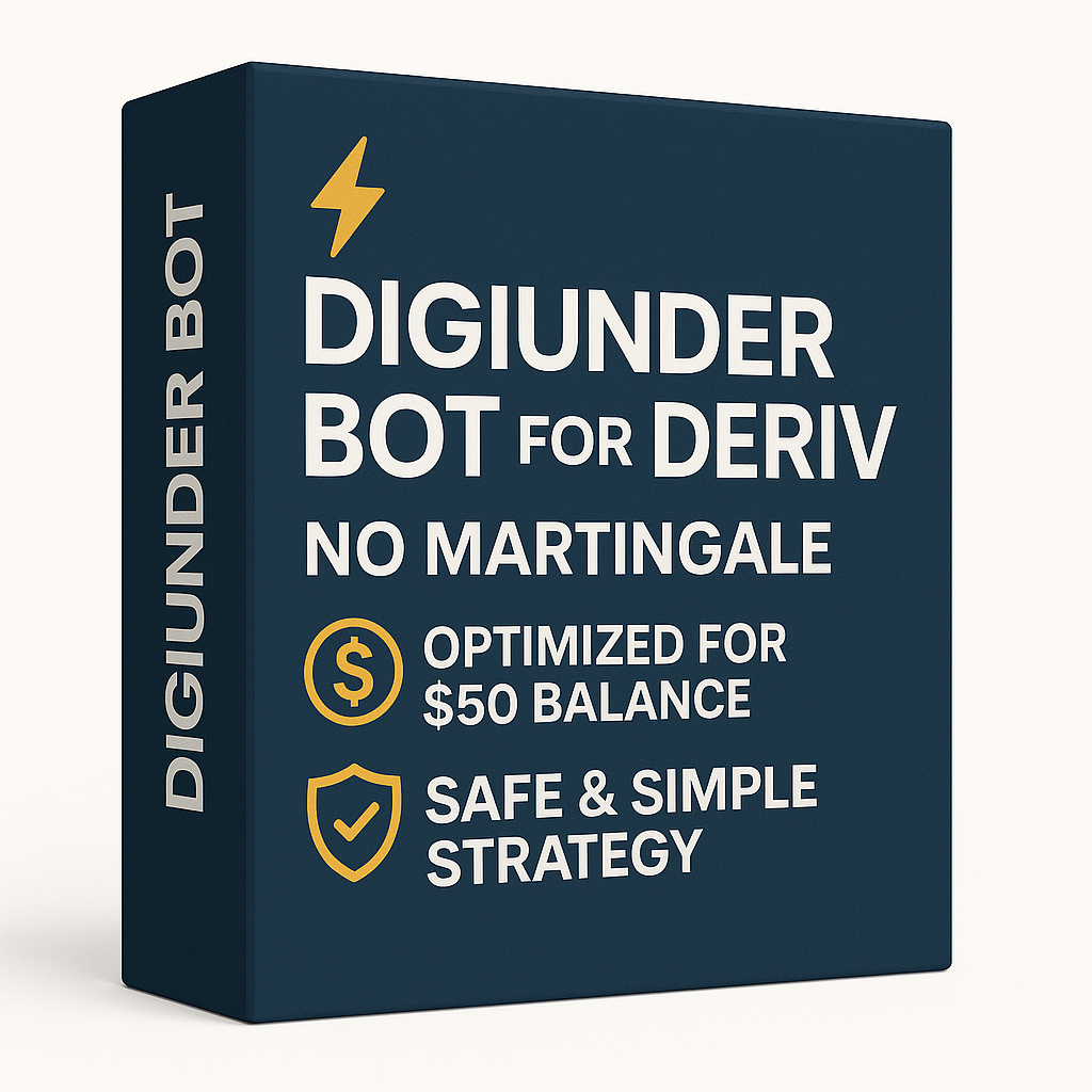 ⚡ DigiUnder Bot for Deriv | No Martingale | Optimized for $50 Balance | Safe & Simple Strategy