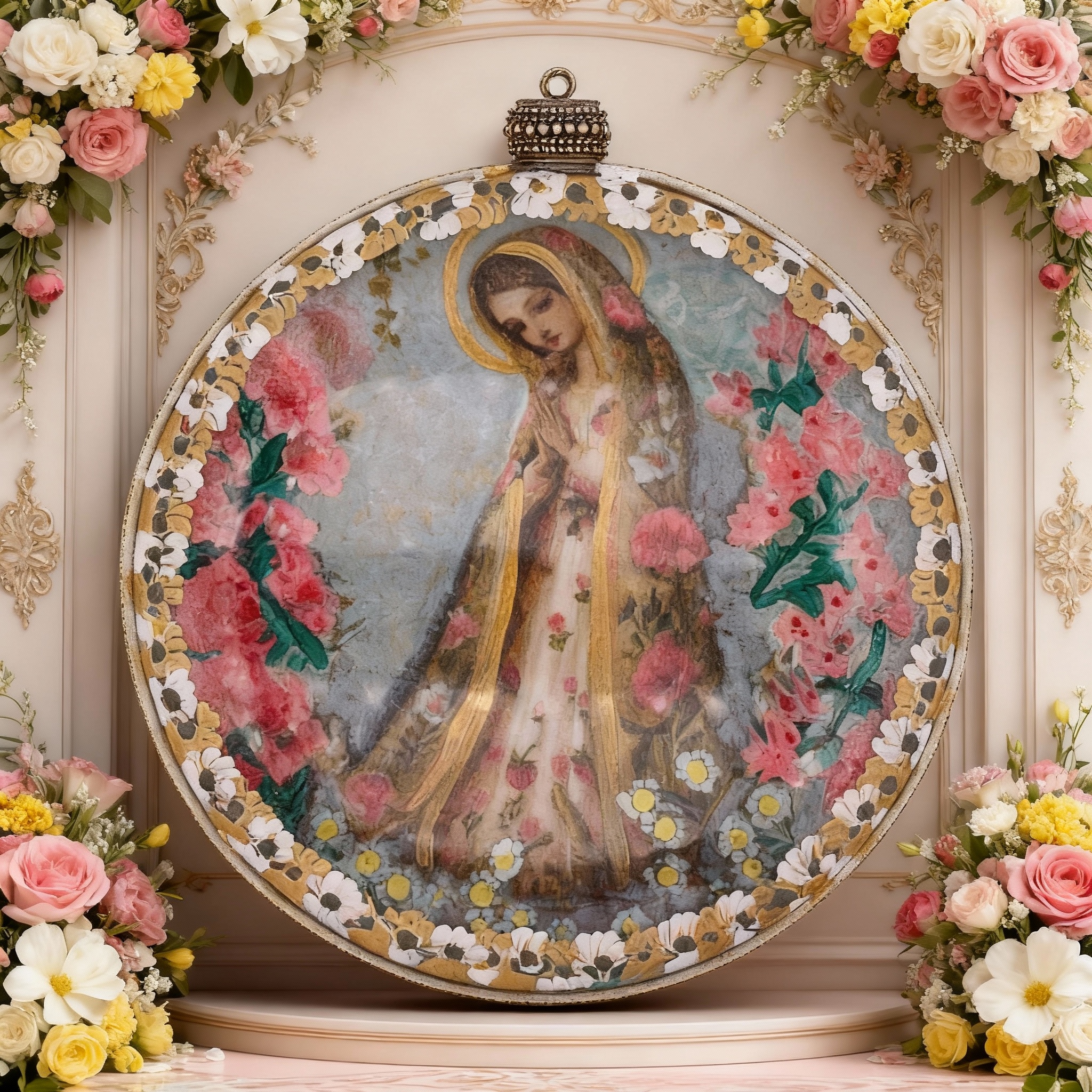 Medallón decorativo Virgen María 02