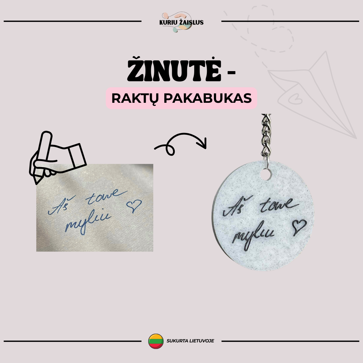Žinutė - raktų pakabukas