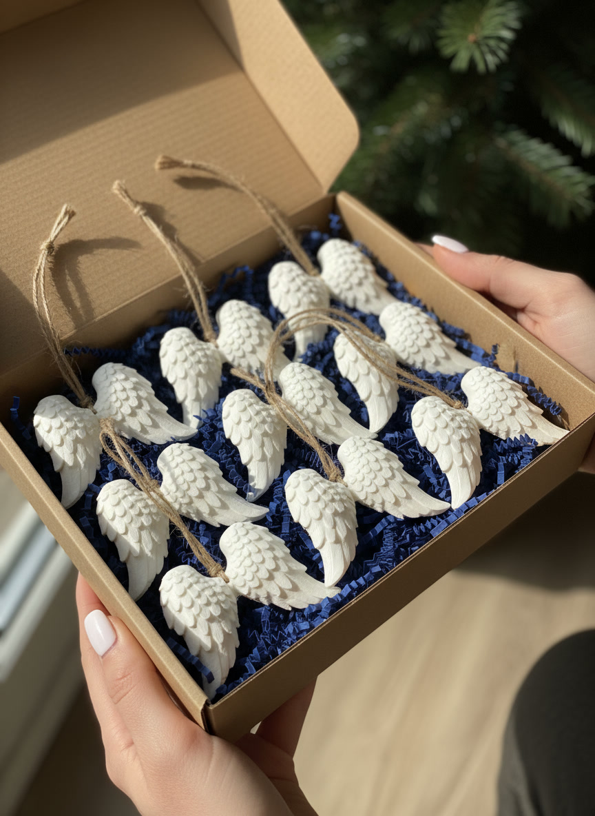 Angelo sparnai - žaisliukai Kalėdoms (12 vnt.)