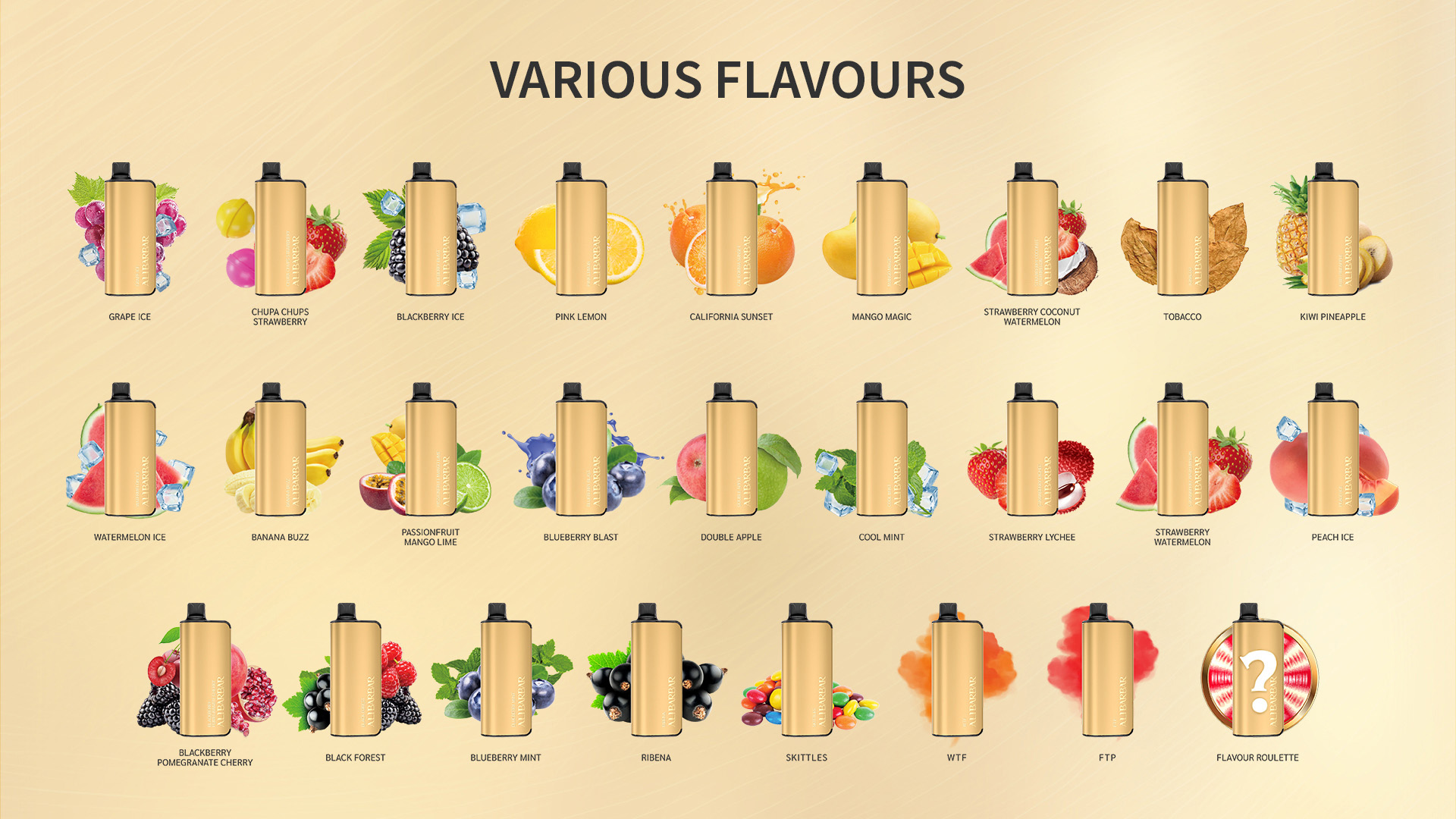 ALIBARBAR Assorted Flavour Disposable Vapes