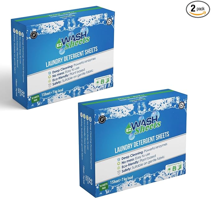 Ezwash Laundry Detergent Sheets- For Top Load & Front Load Washing Machine, Bucket Friendly 